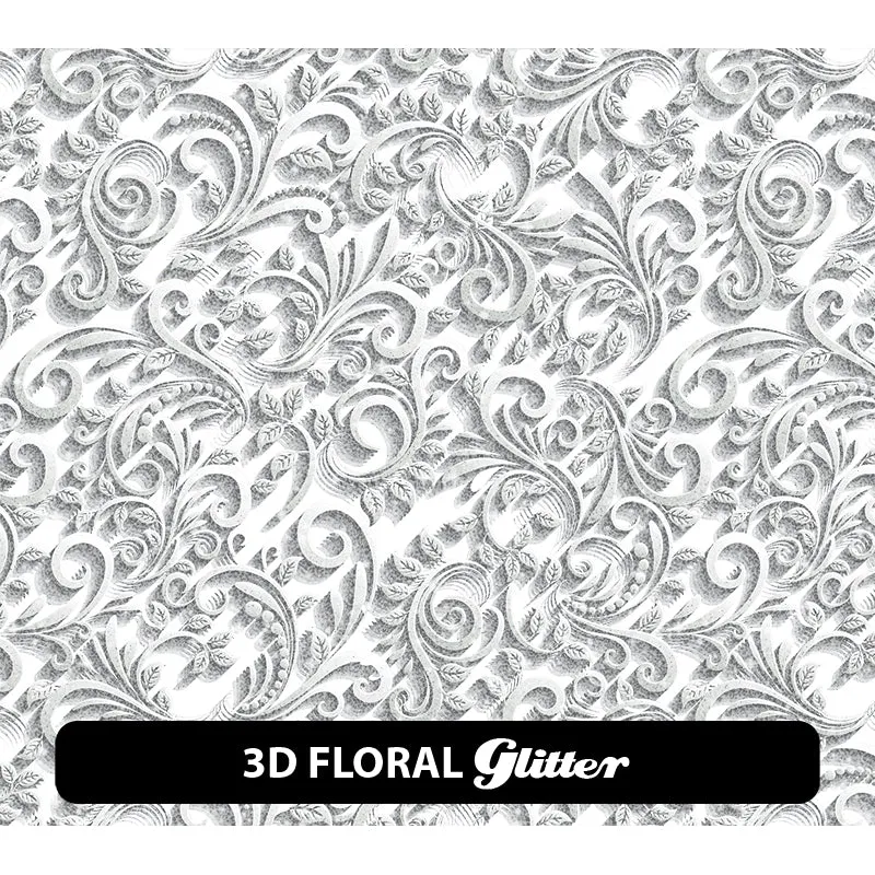 Floral Glitter Patterned HTV (12" x 12")