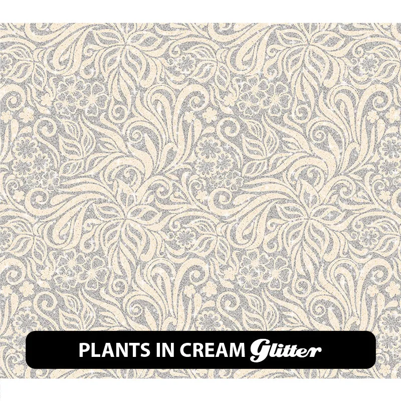 Floral Glitter Patterned HTV (12" x 12")