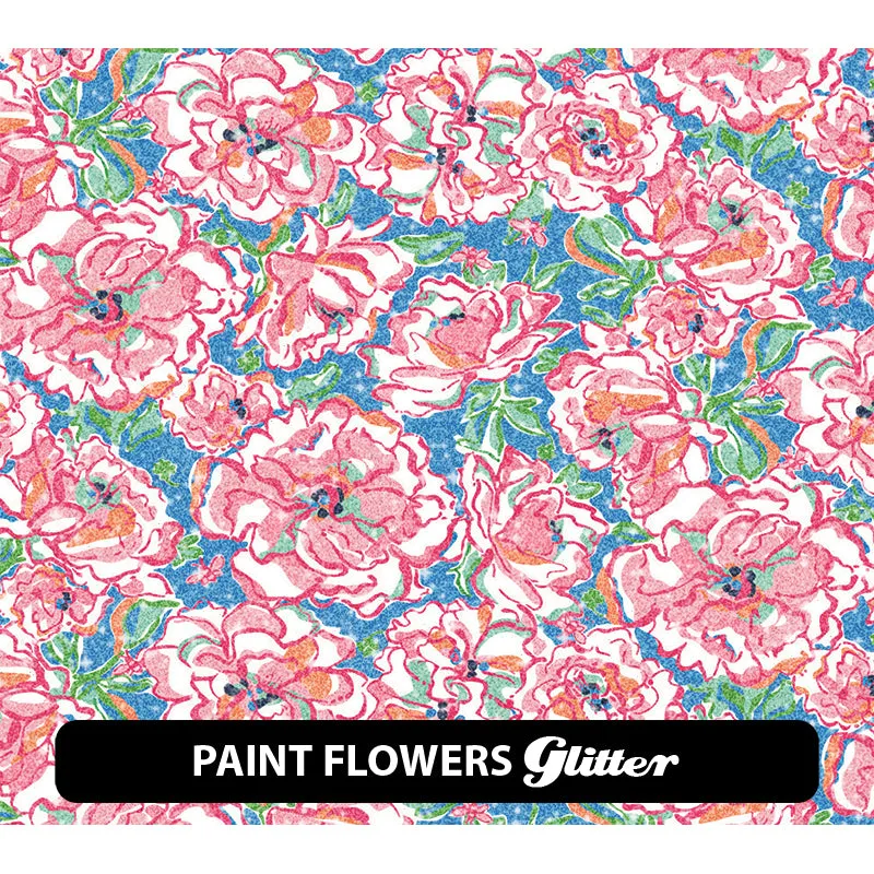 Floral Glitter Patterned HTV (12" x 12")