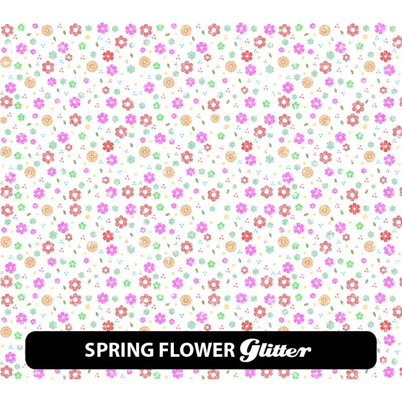 Floral Glitter Patterned HTV (12" x 12")