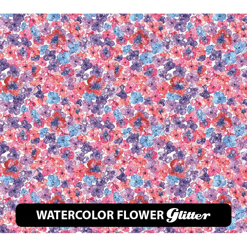 Floral Glitter Patterned HTV (12" x 12")