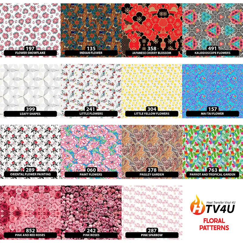 Floral Puff Patterned HTV (18.5" x 12")