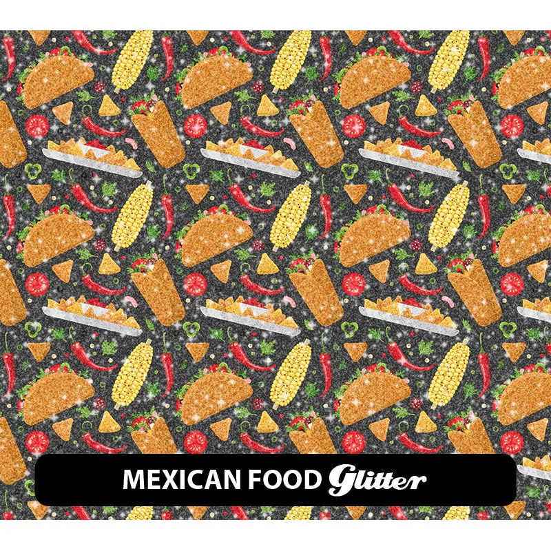 Food & Drinks Glitter Patterned HTV (12" x 12")