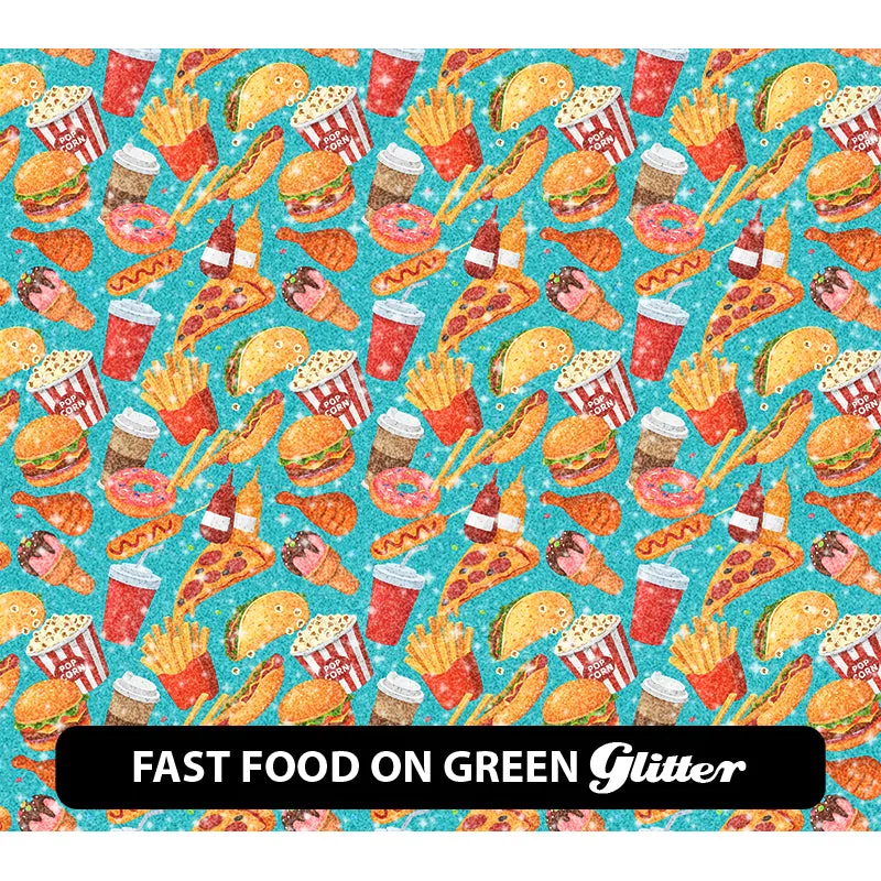 Food & Drinks Glitter Patterned HTV (12" x 12")