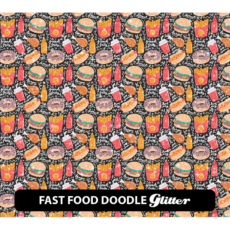 Food & Drinks Glitter Patterned HTV (12" x 12")