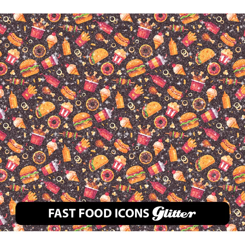 Food & Drinks Glitter Patterned HTV (12" x 12")