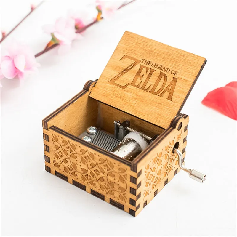 Game Link Theme Handmade Engraved Wooden Music Box Crafts Cosplay