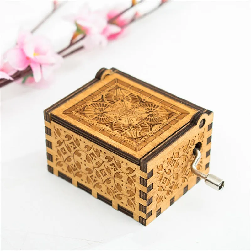 Game Link Theme Handmade Engraved Wooden Music Box Crafts Cosplay