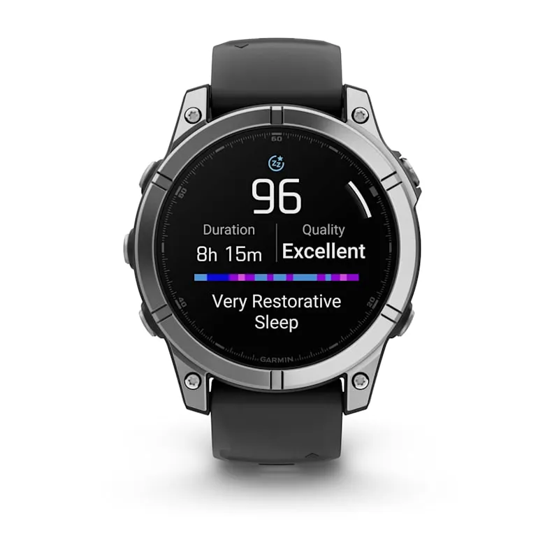 Garmin fēnix® E Multi Sport Smart Watch – 47mm AMOLED Stainless Steel with Black Silicone Band