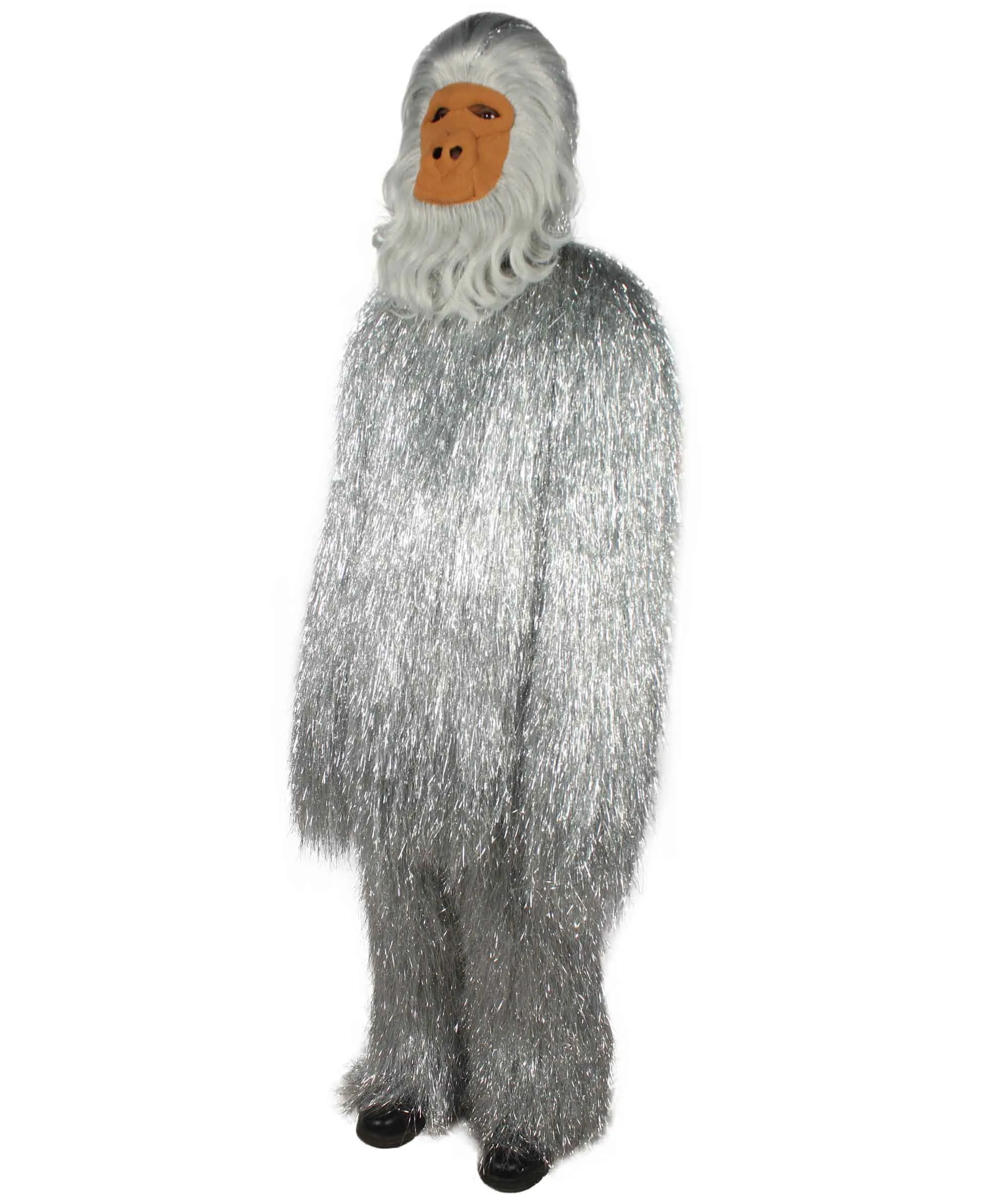 HPO Hairy Unisex Ape Mask and Bodysuit Costume Tinsel | Multiple Colors