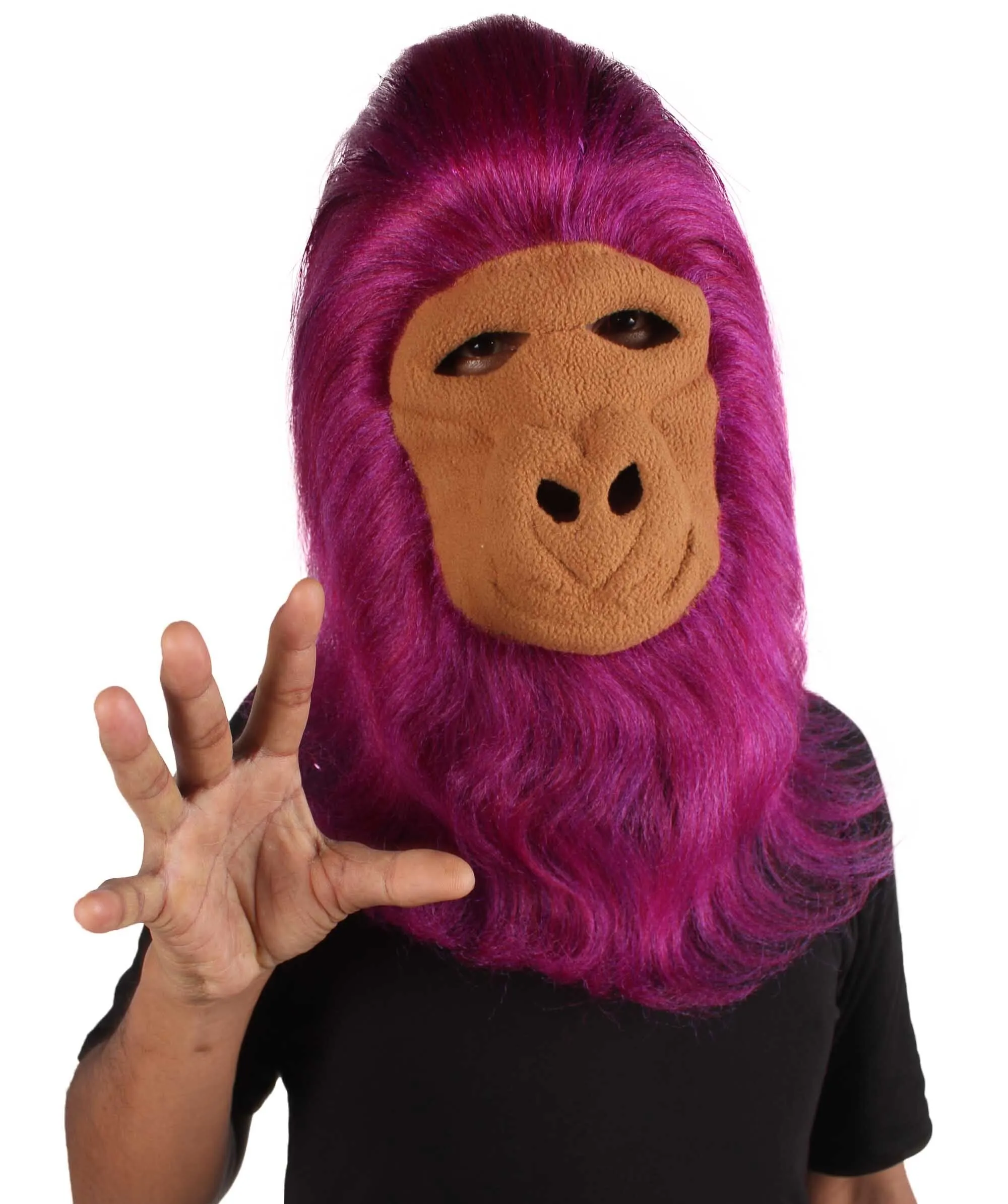 HPO Hairy Unisex Ape Mask and Bodysuit Costume Tinsel | Multiple Colors