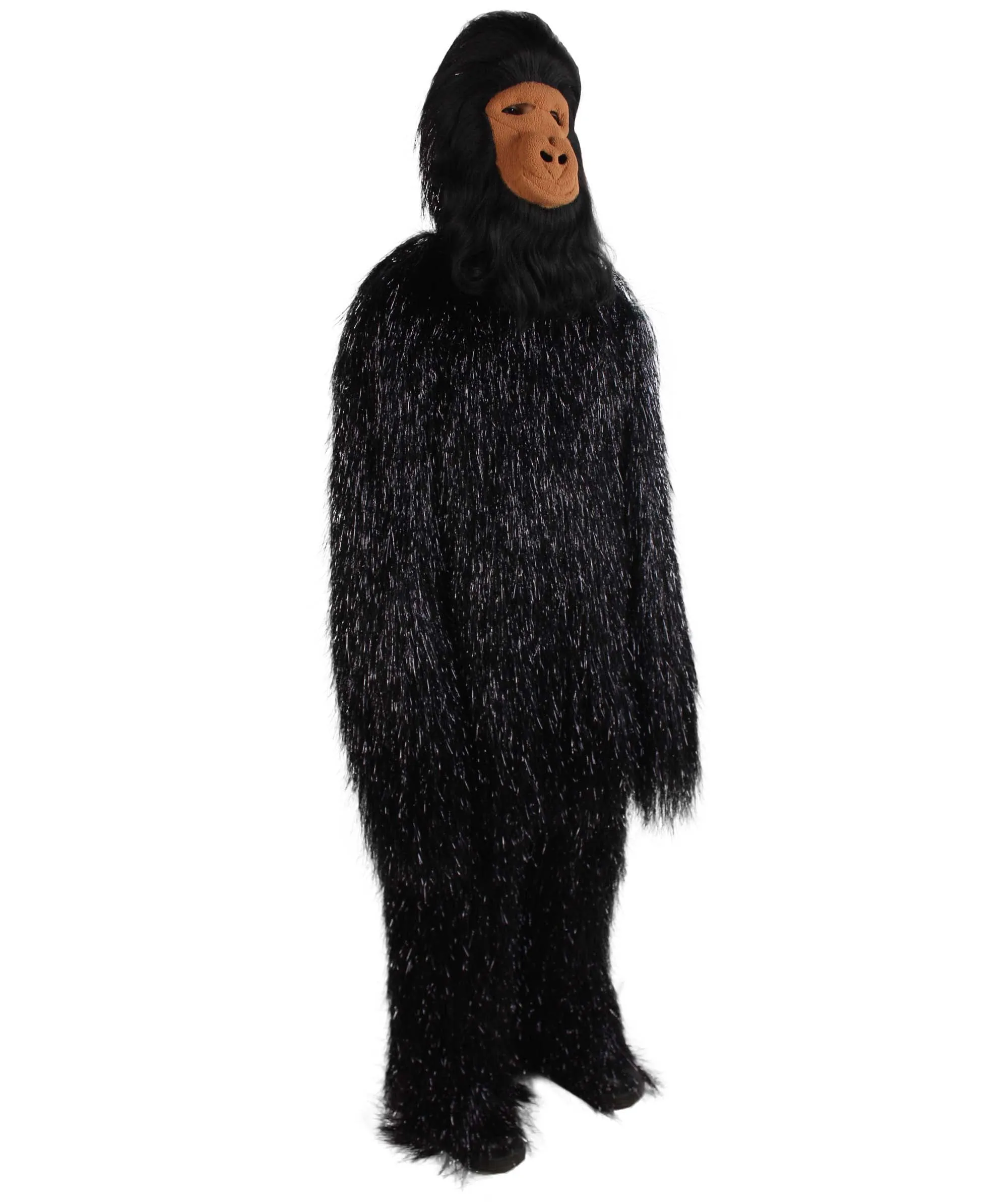 HPO Hairy Unisex Ape Mask and Bodysuit Costume Tinsel | Multiple Colors