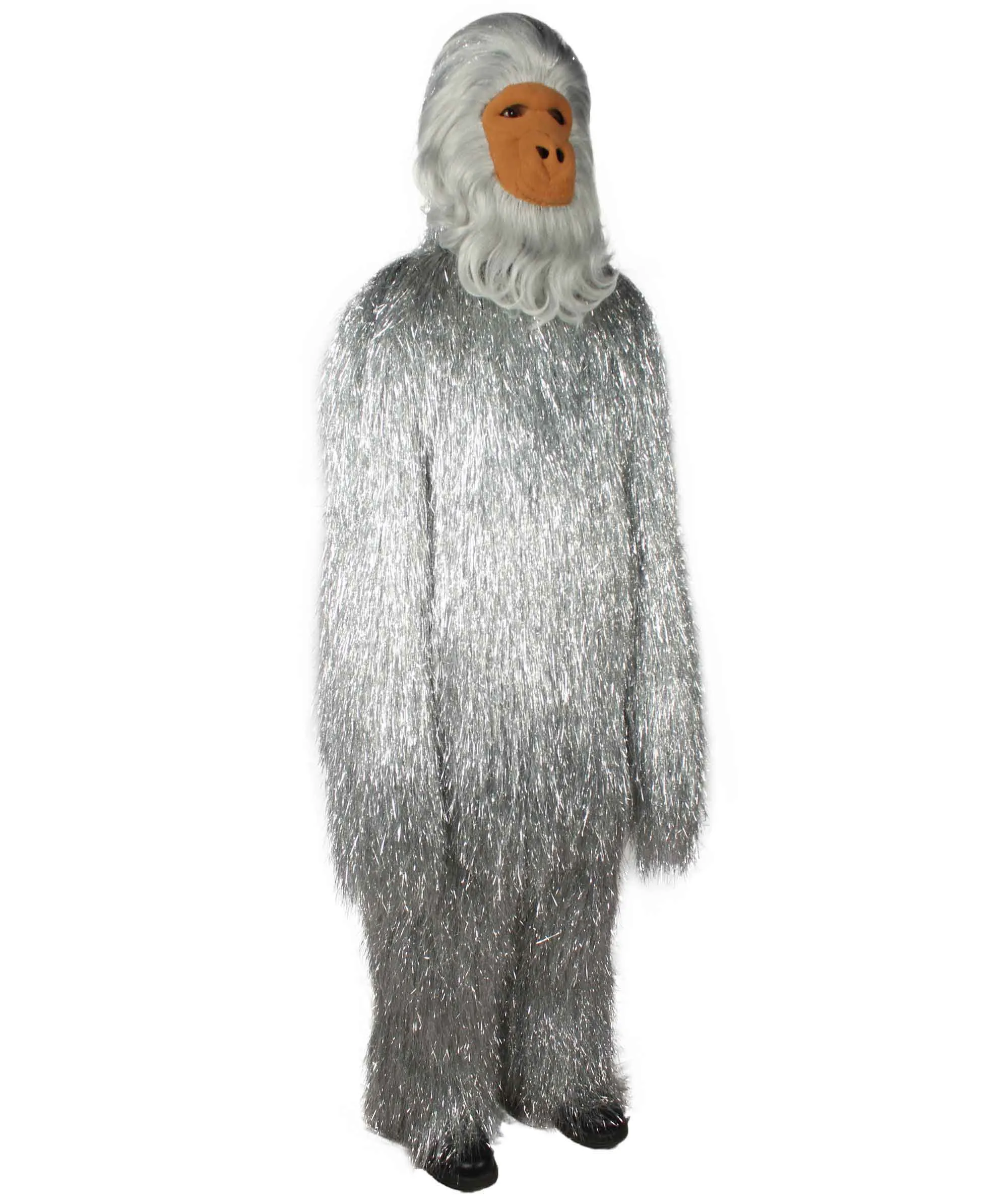 HPO Hairy Unisex Ape Mask and Bodysuit Costume Tinsel | Multiple Colors