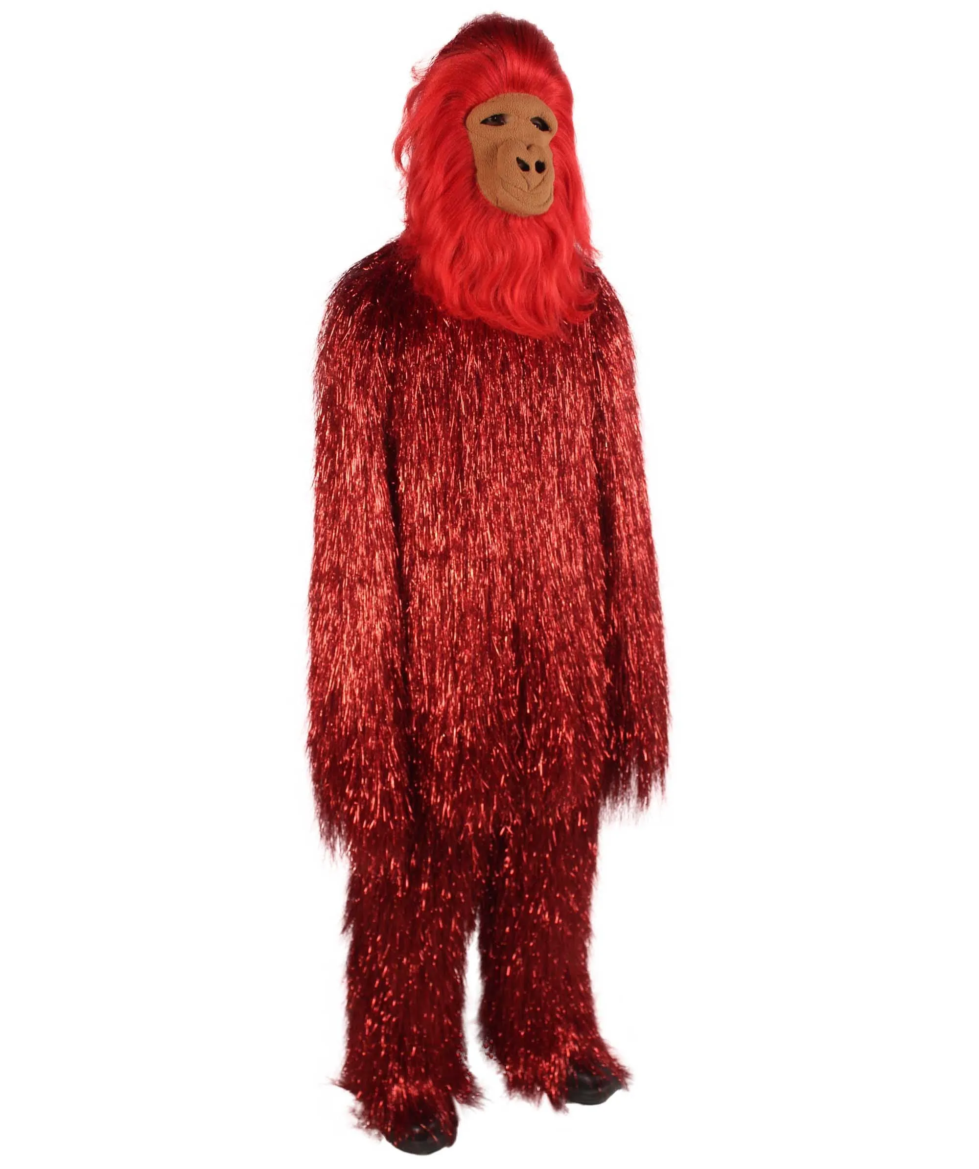 HPO Hairy Unisex Ape Mask and Bodysuit Costume Tinsel | Multiple Colors