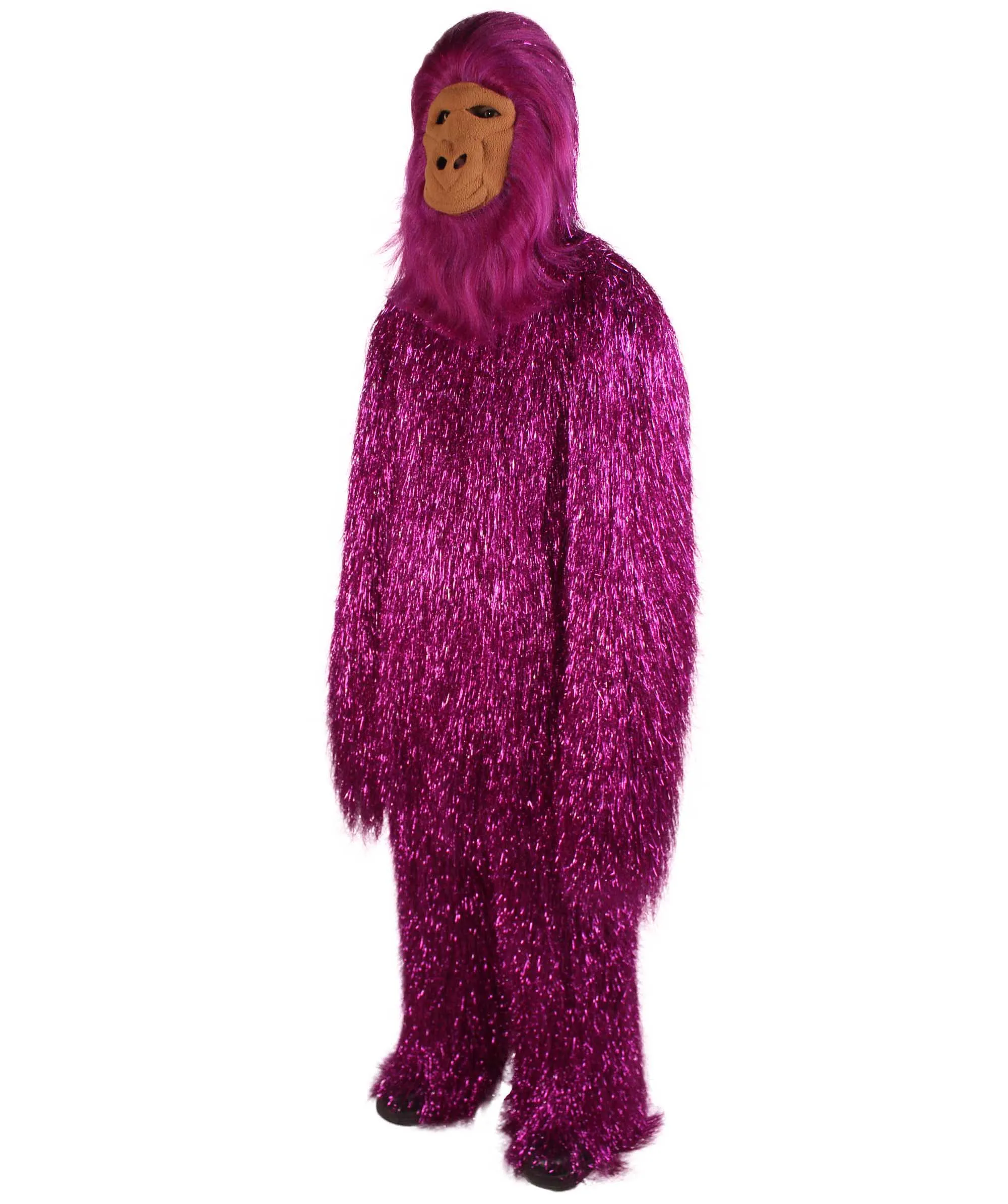 HPO Hairy Unisex Ape Mask and Bodysuit Costume Tinsel | Multiple Colors