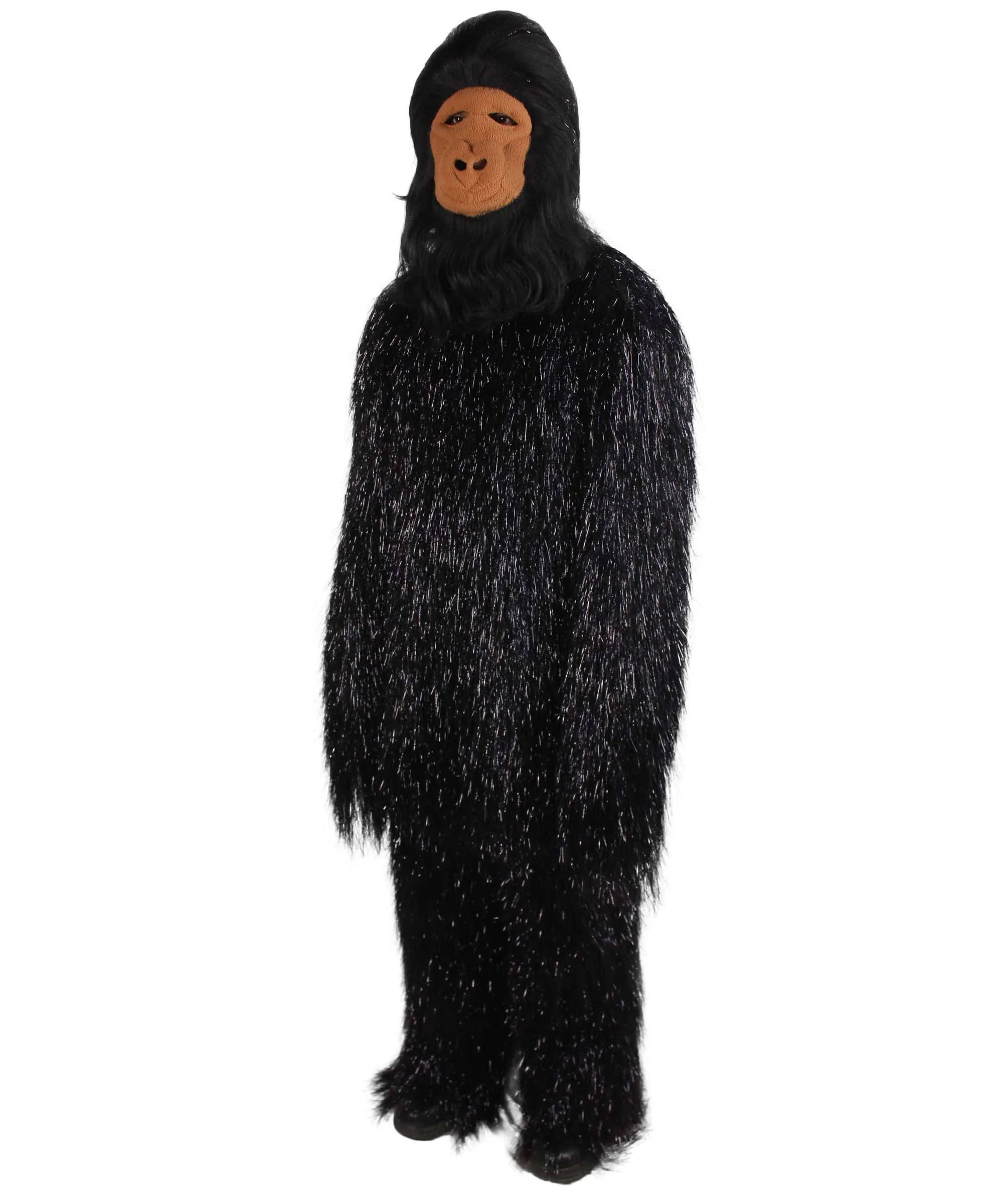 HPO Hairy Unisex Ape Mask and Bodysuit Costume Tinsel | Multiple Colors