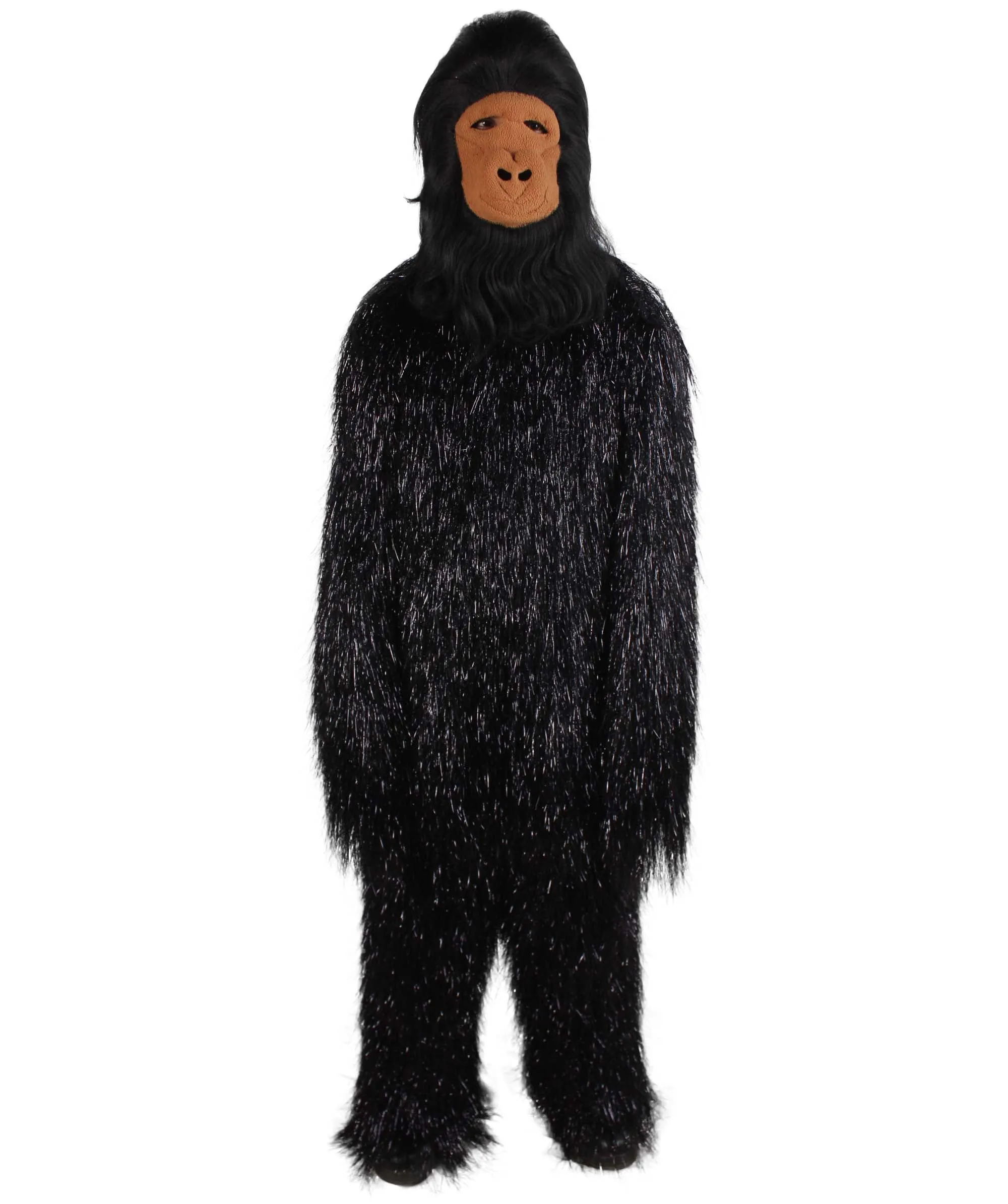 HPO Hairy Unisex Ape Mask and Bodysuit Costume Tinsel | Multiple Colors