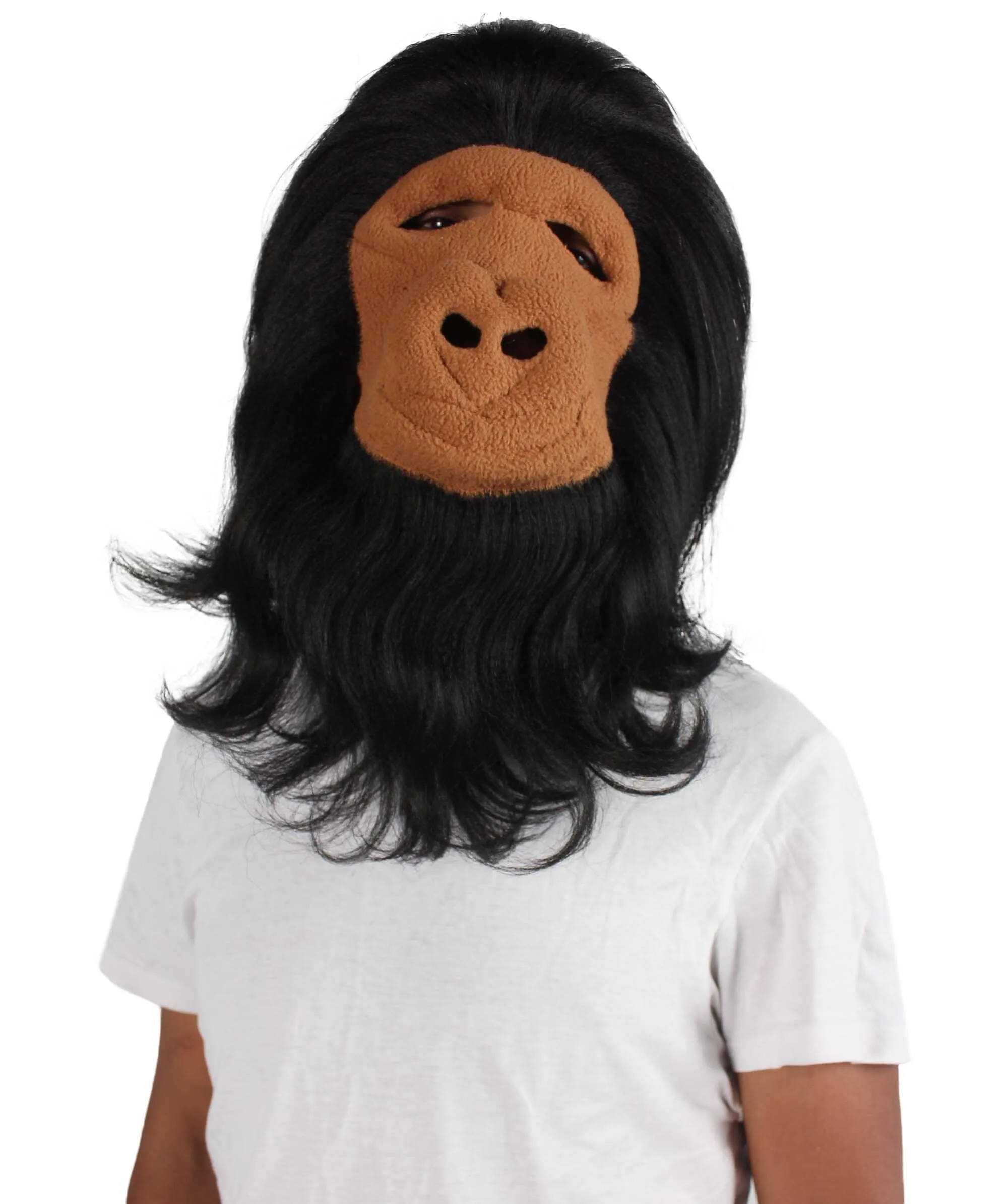 HPO Hairy Unisex Ape Mask and Bodysuit Costume Tinsel | Multiple Colors