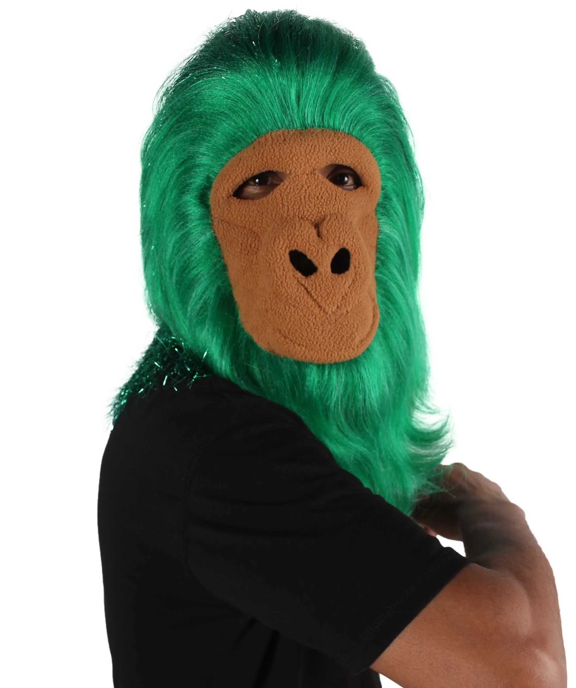 HPO Hairy Unisex Ape Mask and Bodysuit Costume Tinsel | Multiple Colors