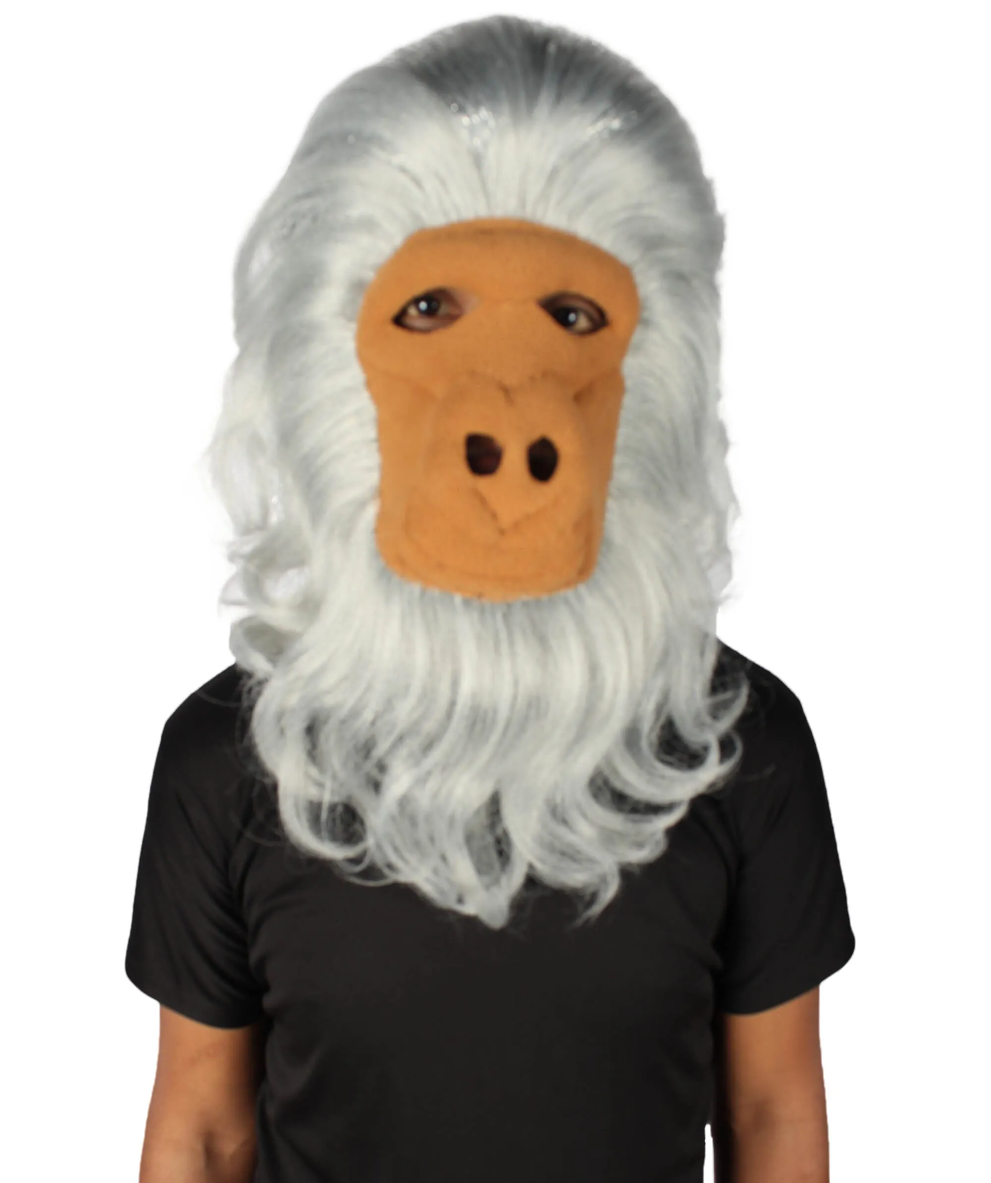 HPO Hairy Unisex Ape Mask and Bodysuit Costume Tinsel | Multiple Colors