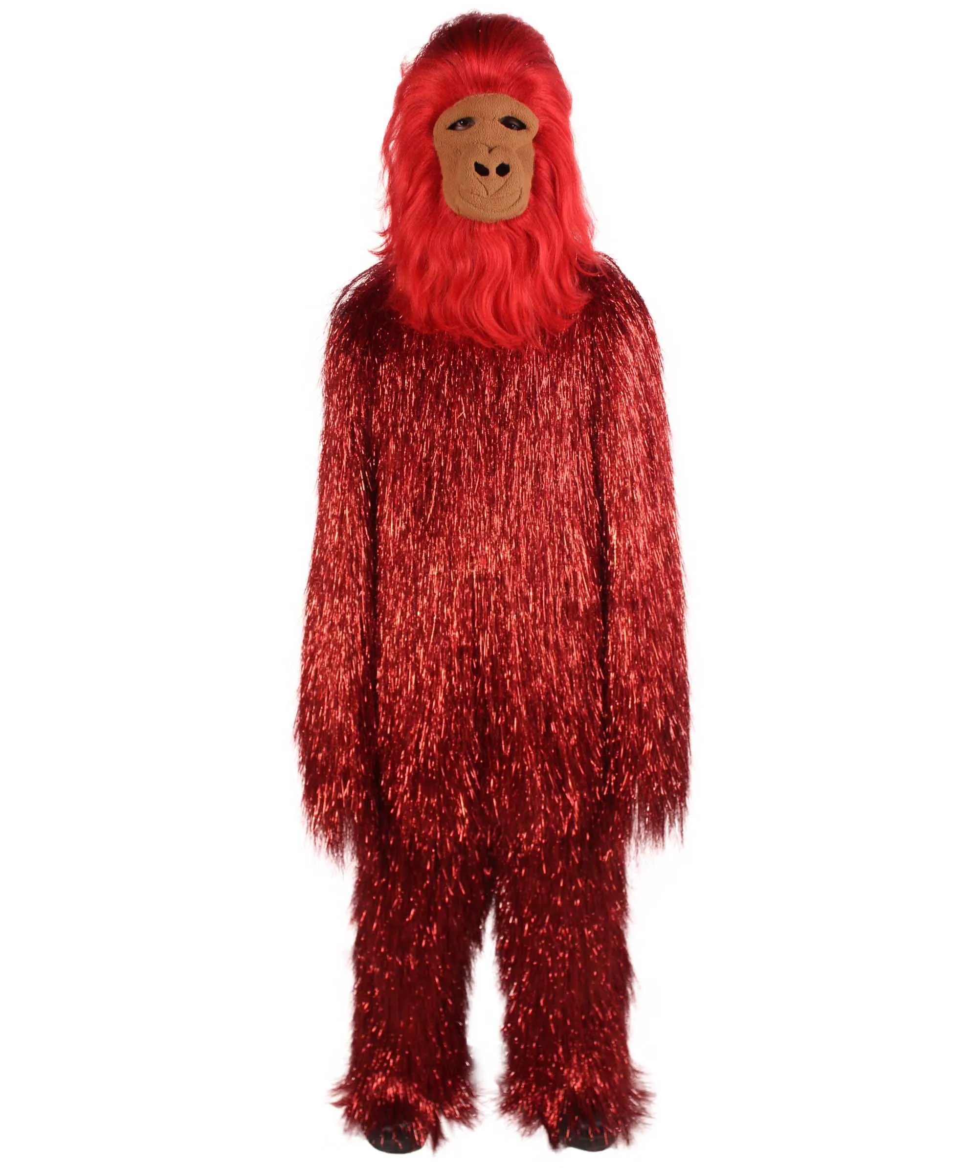 HPO Hairy Unisex Ape Mask and Bodysuit Costume Tinsel | Multiple Colors