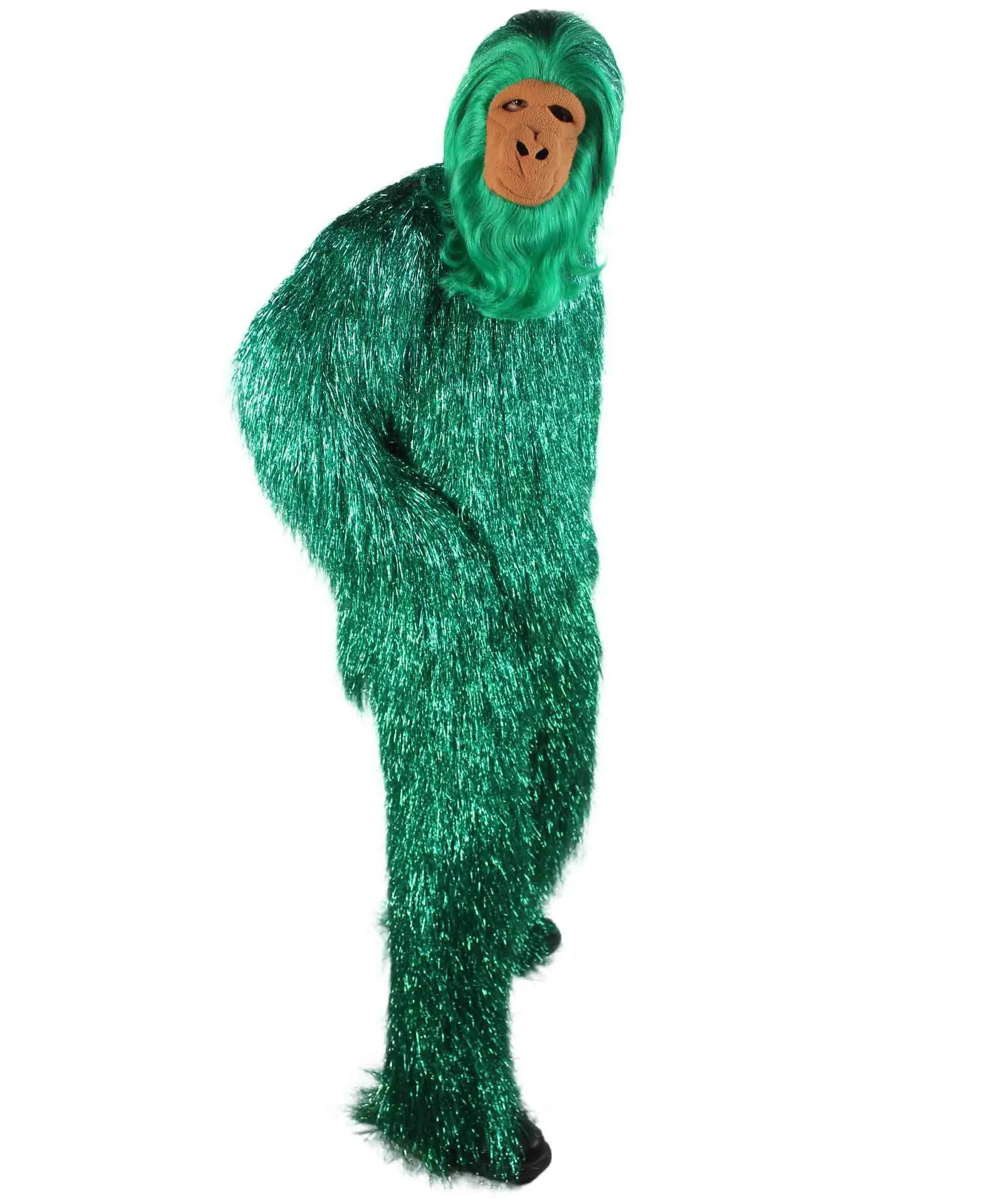 HPO Hairy Unisex Ape Mask and Bodysuit Costume Tinsel | Multiple Colors