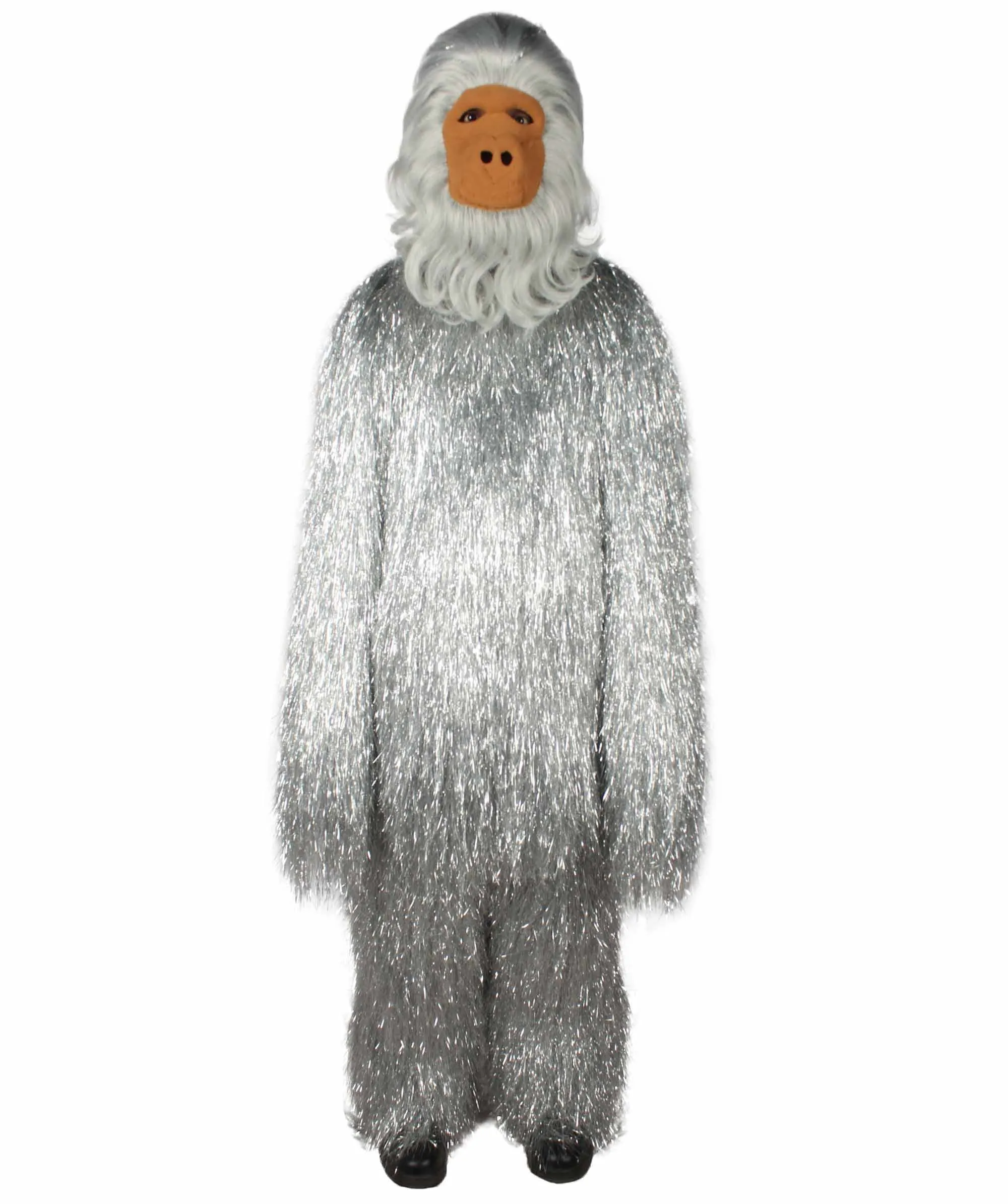 HPO Hairy Unisex Ape Mask and Bodysuit Costume Tinsel | Multiple Colors