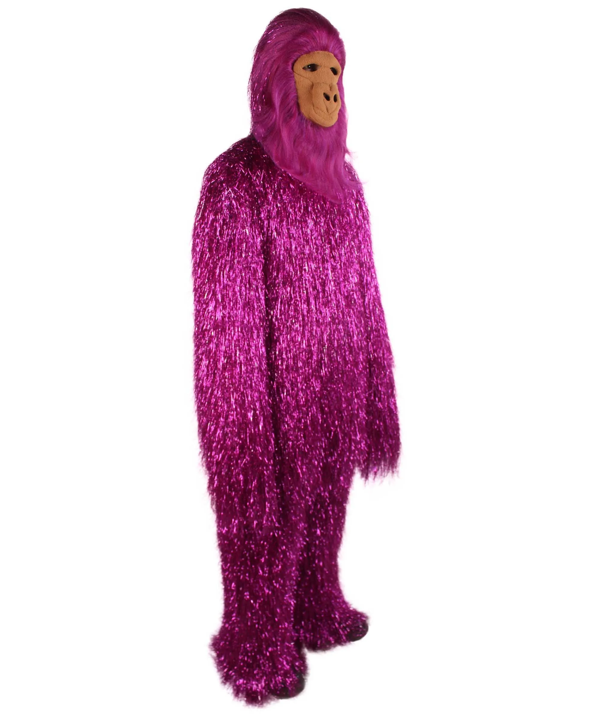 HPO Hairy Unisex Ape Mask and Bodysuit Costume Tinsel | Multiple Colors