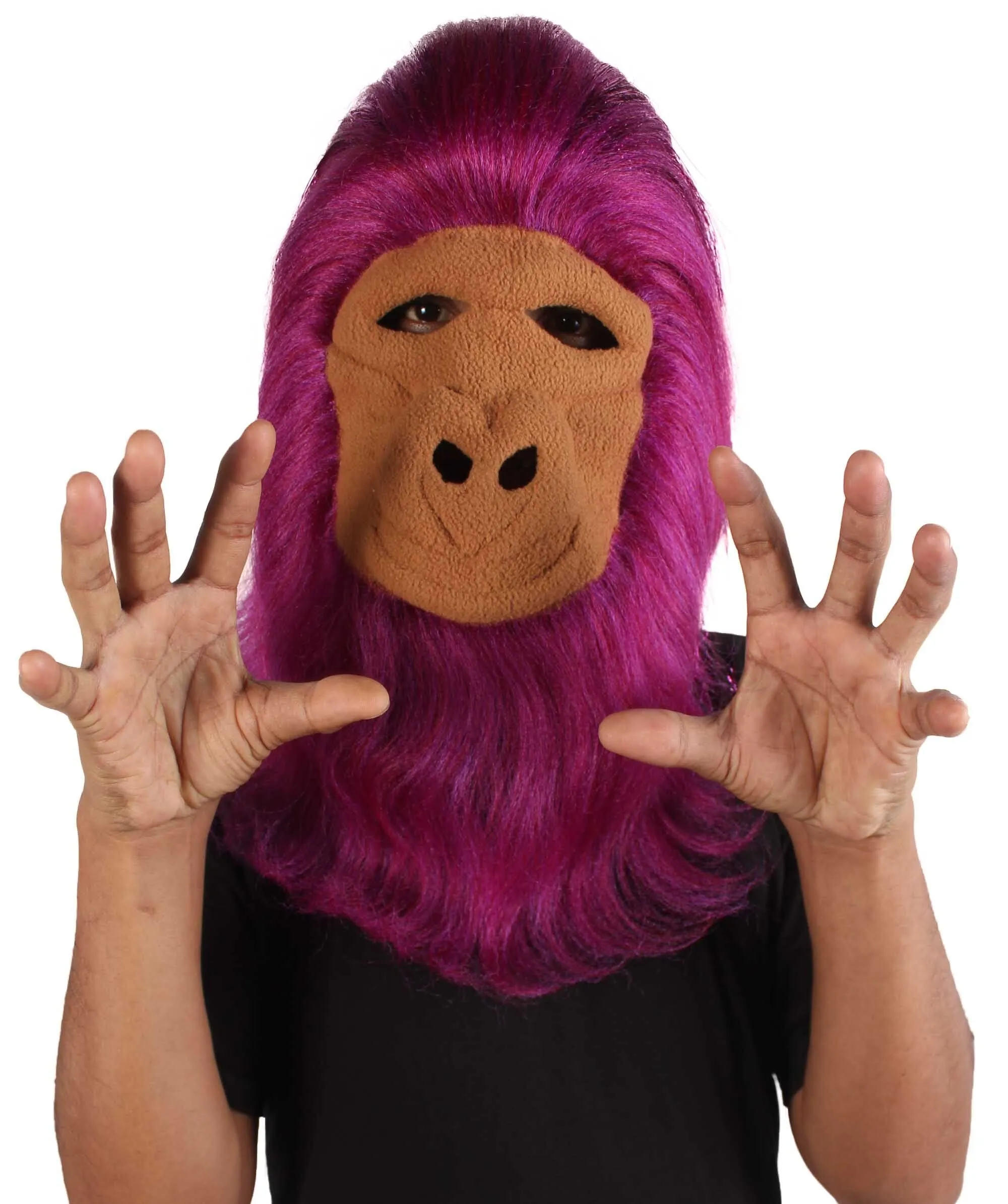 HPO Hairy Unisex Ape Mask and Bodysuit Costume Tinsel | Multiple Colors