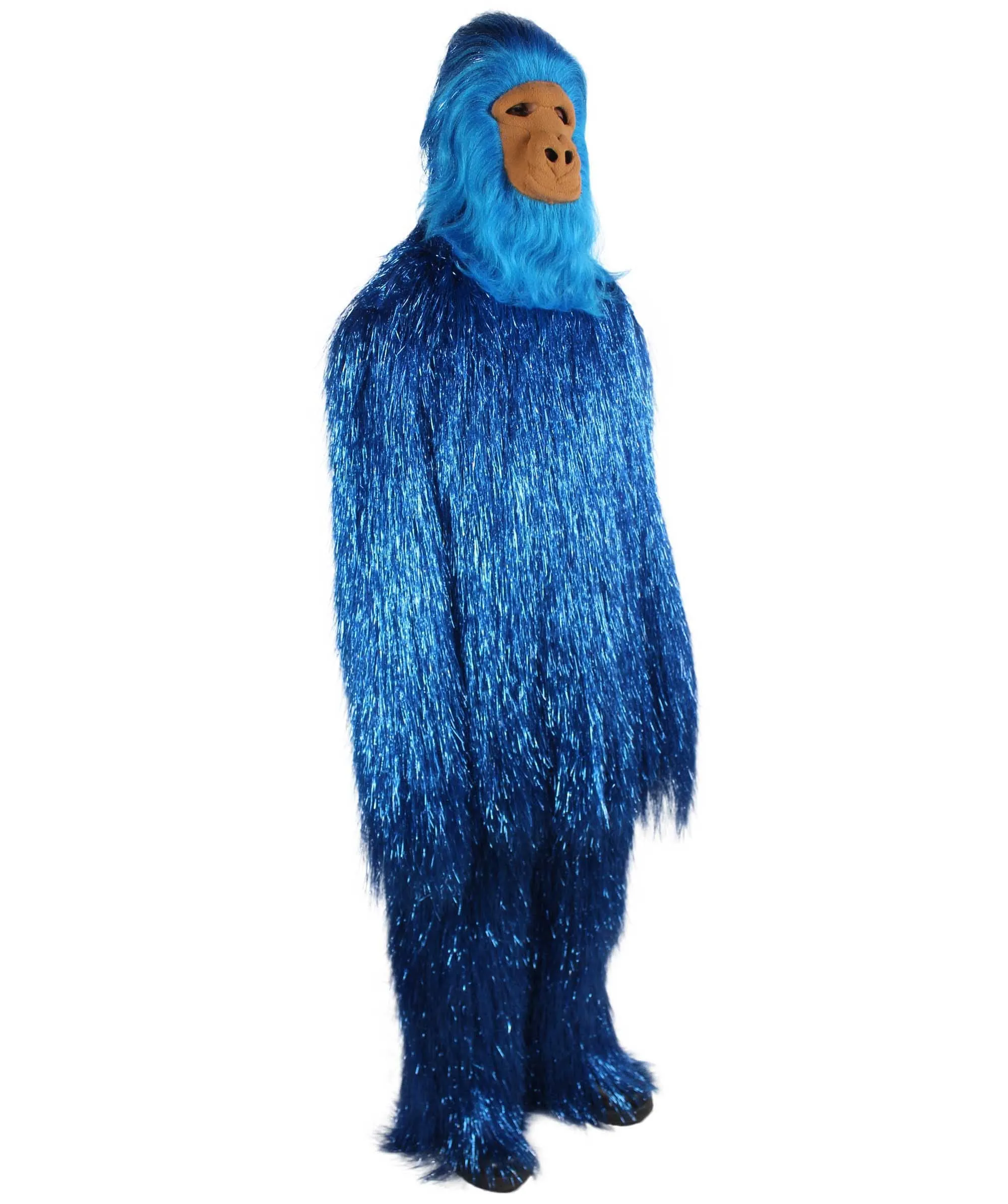 HPO Hairy Unisex Ape Mask and Bodysuit Costume Tinsel | Multiple Colors