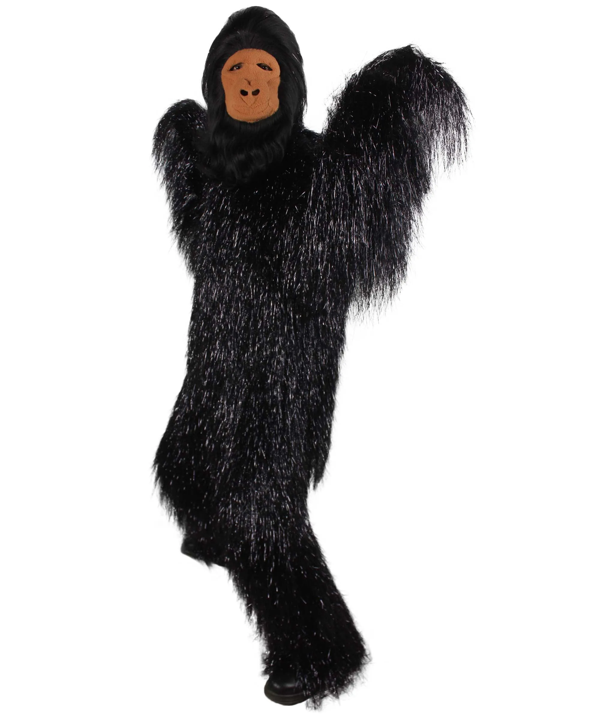 HPO Hairy Unisex Ape Mask and Bodysuit Costume Tinsel | Multiple Colors