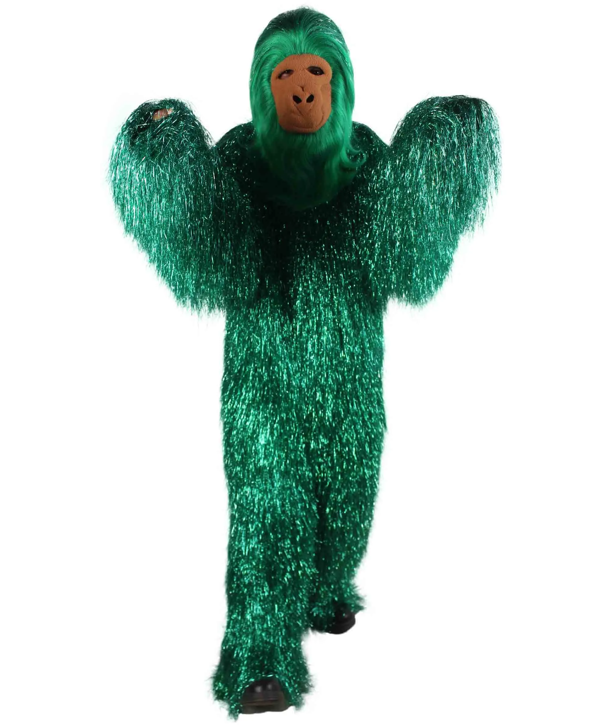 HPO Hairy Unisex Ape Mask and Bodysuit Costume Tinsel | Multiple Colors