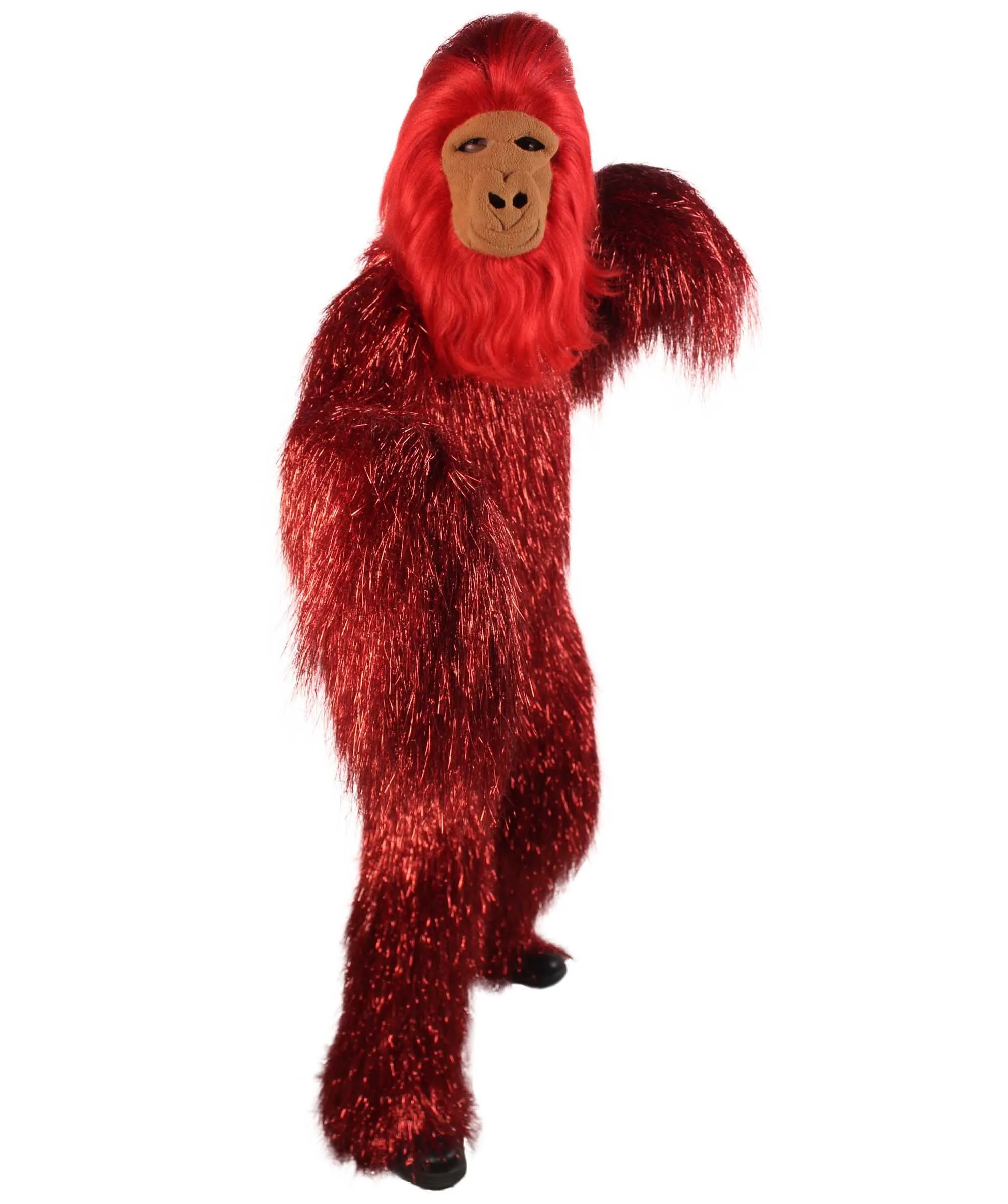 HPO Hairy Unisex Ape Mask and Bodysuit Costume Tinsel | Multiple Colors