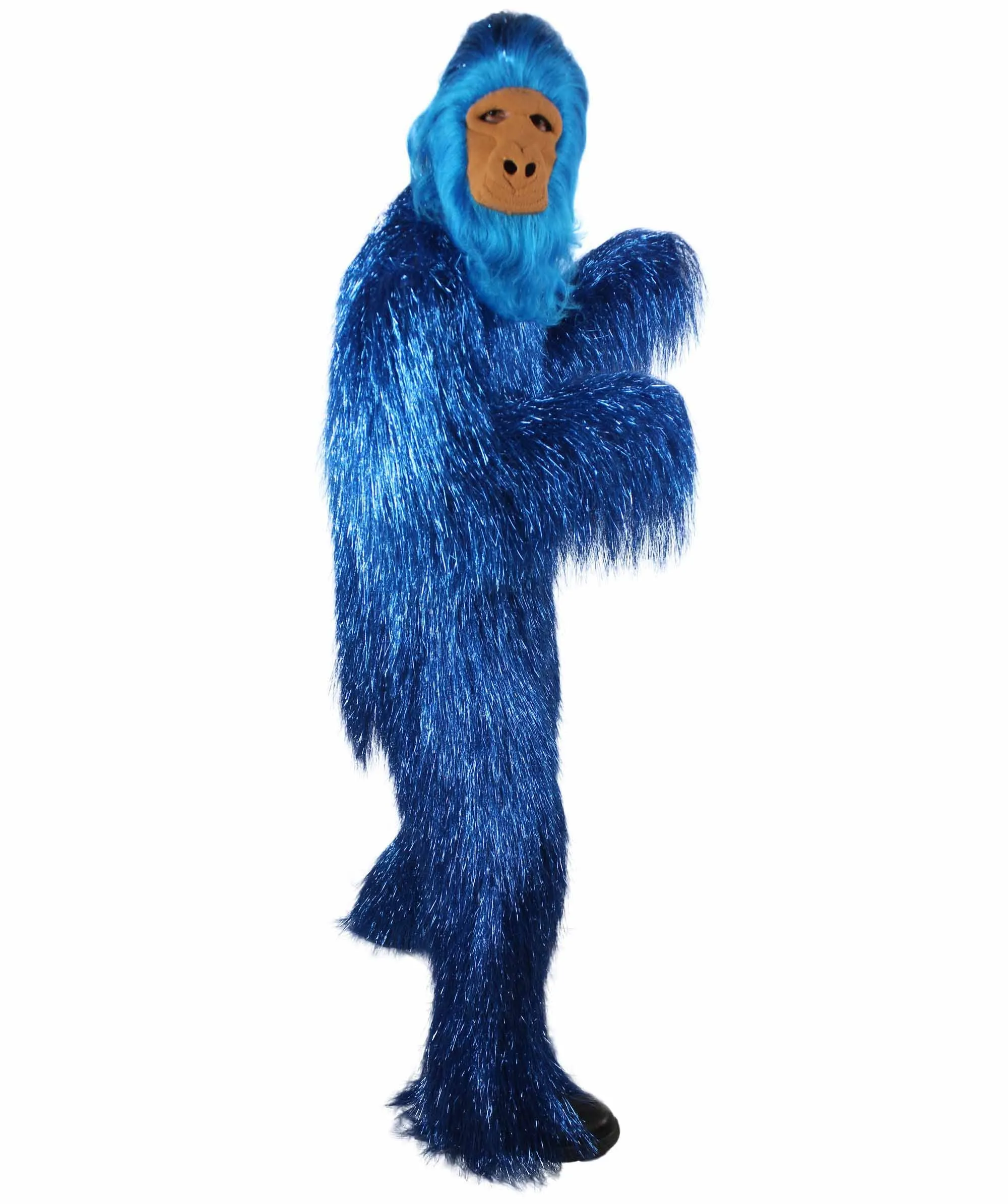 HPO Hairy Unisex Ape Mask and Bodysuit Costume Tinsel | Multiple Colors