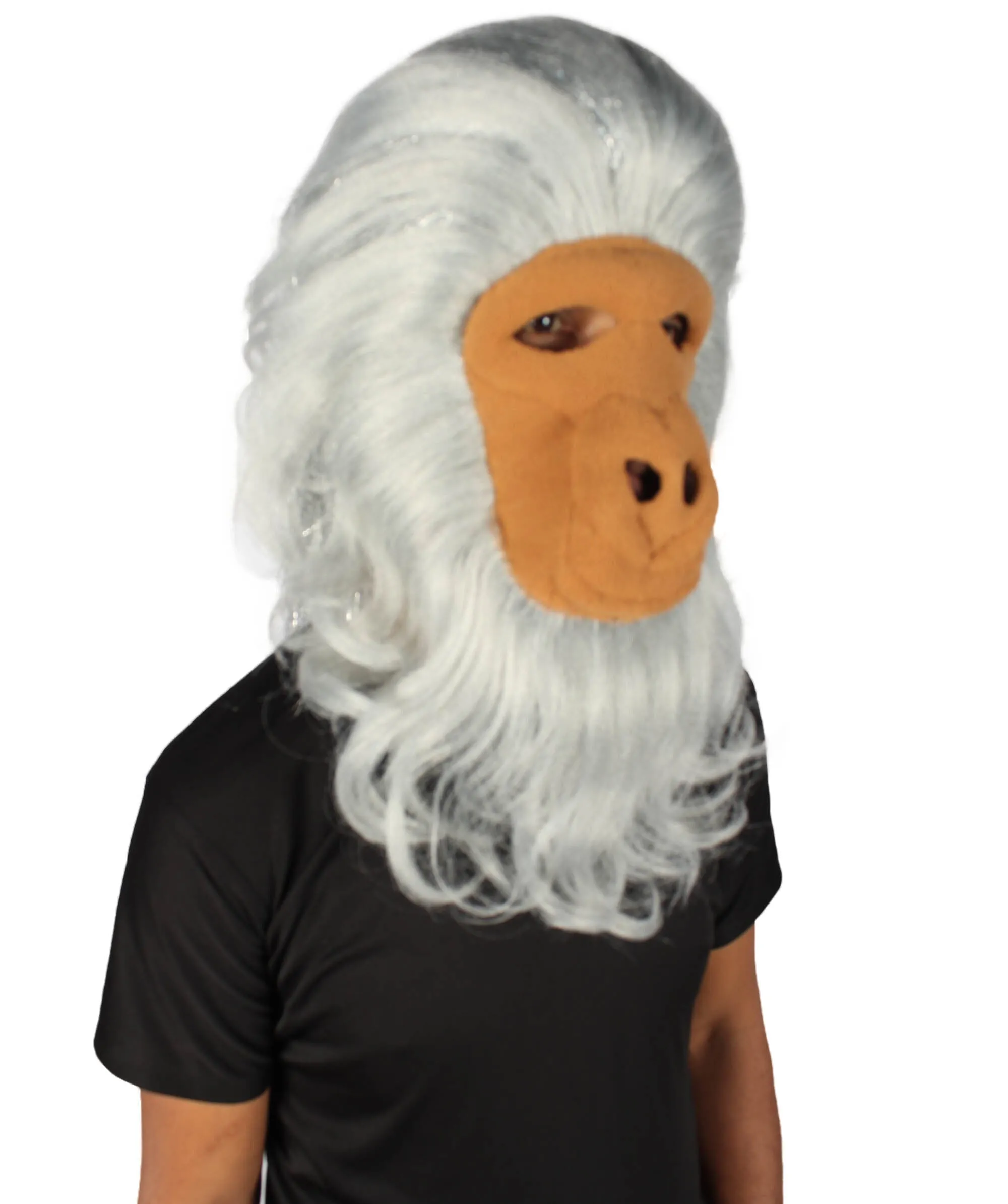 HPO Hairy Unisex Ape Mask and Bodysuit Costume Tinsel | Multiple Colors