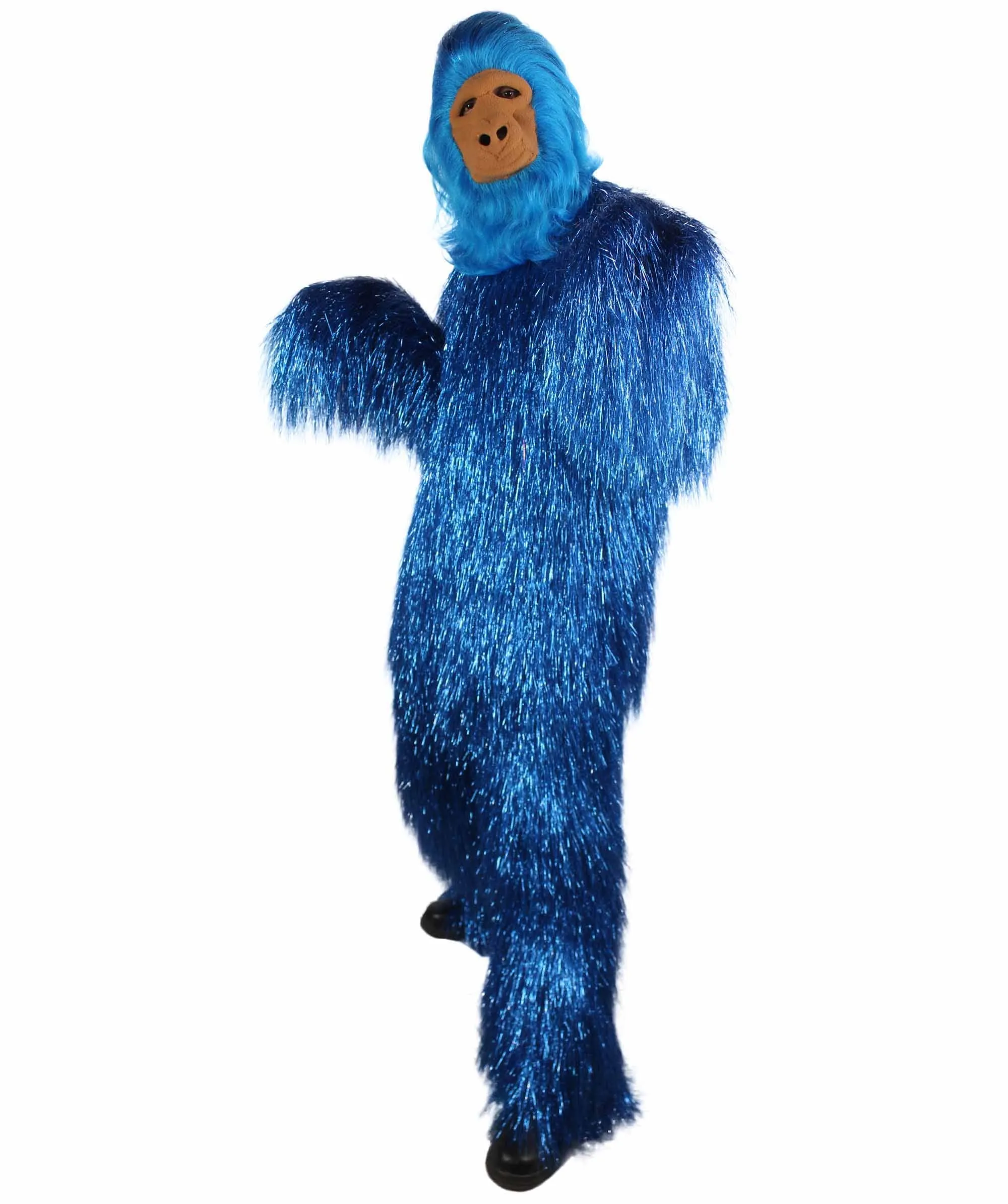 HPO Hairy Unisex Ape Mask and Bodysuit Costume Tinsel | Multiple Colors