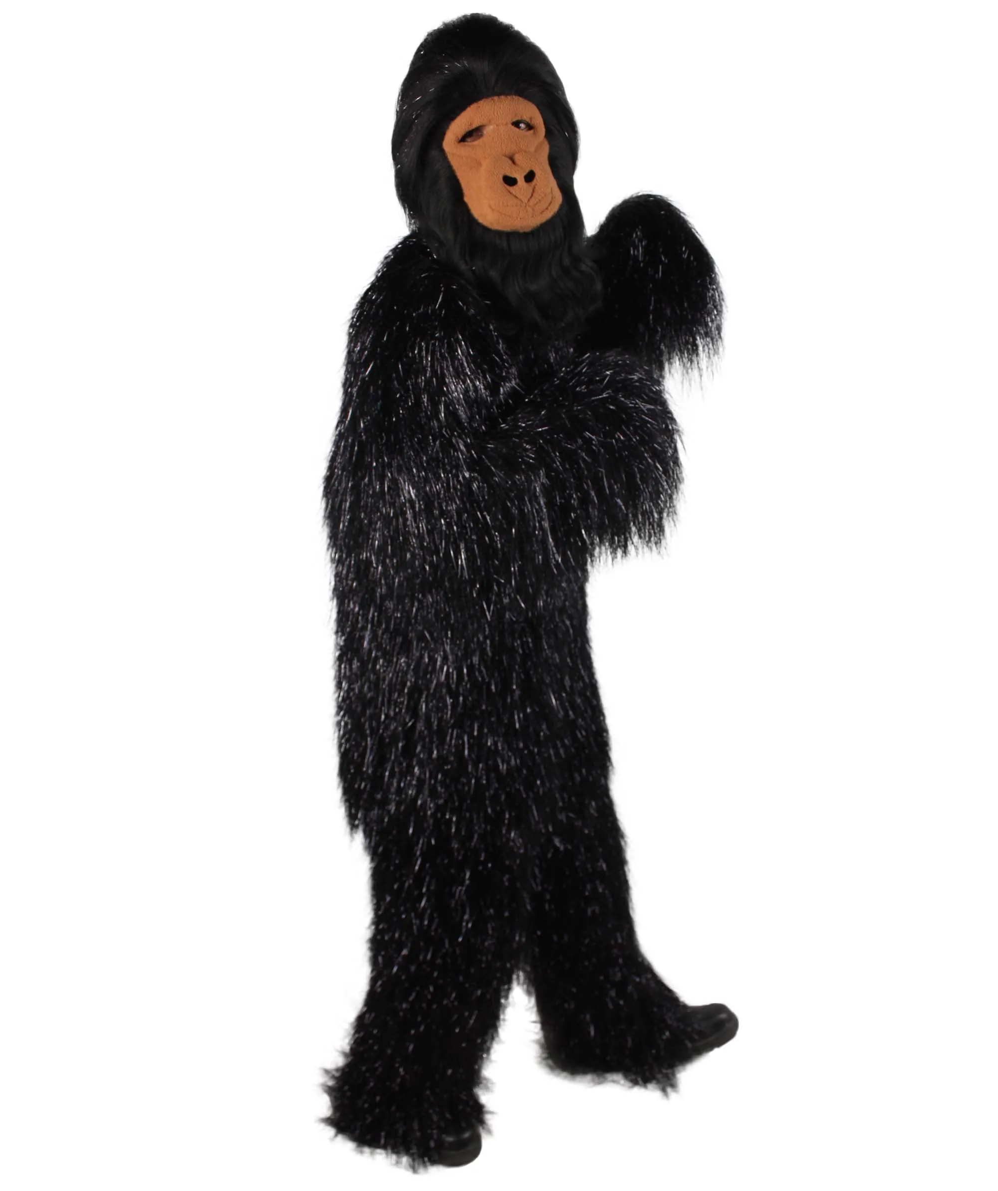 HPO Hairy Unisex Ape Mask and Bodysuit Costume Tinsel | Multiple Colors