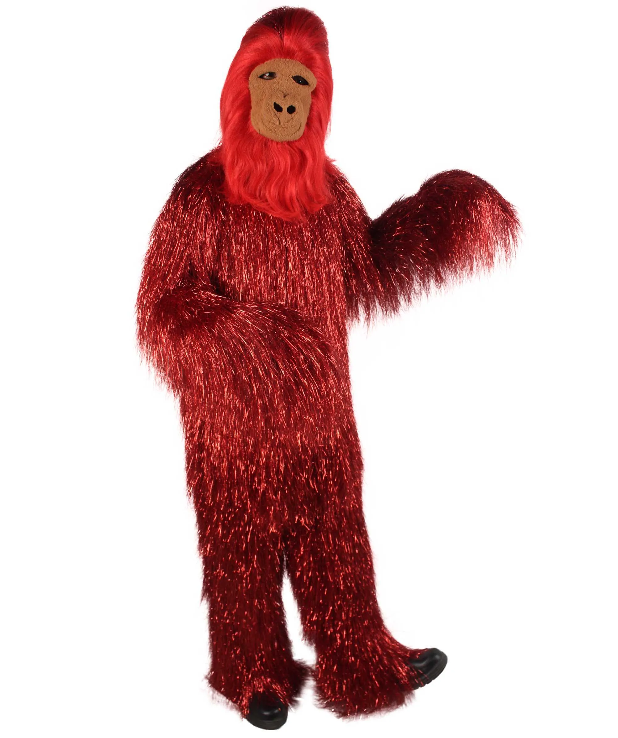 HPO Hairy Unisex Ape Mask and Bodysuit Costume Tinsel | Multiple Colors