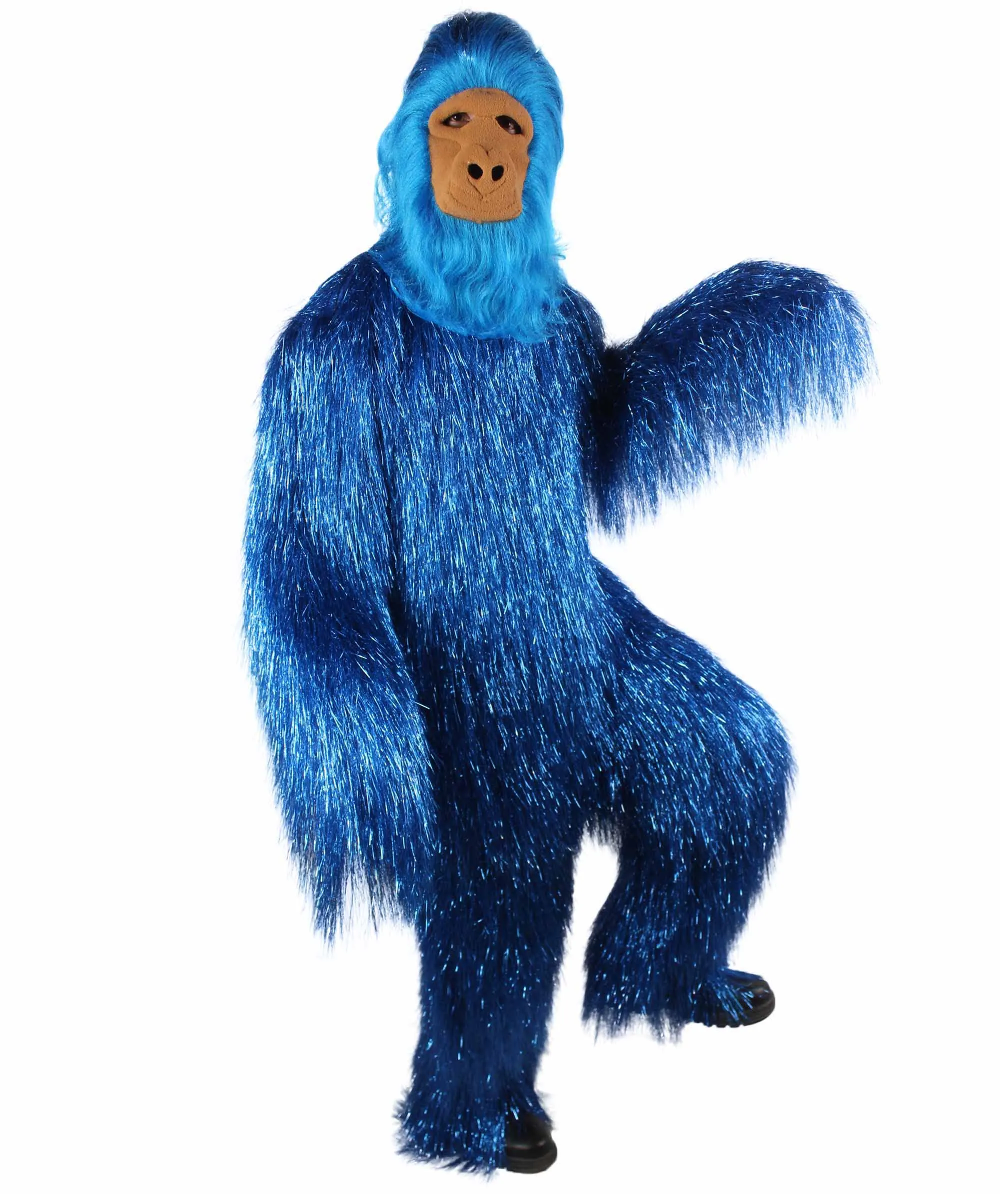 HPO Hairy Unisex Ape Mask and Bodysuit Costume Tinsel | Multiple Colors