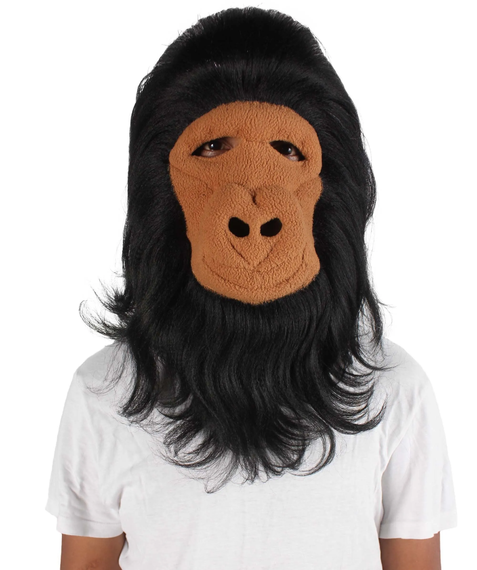 HPO Hairy Unisex Ape Mask and Bodysuit Costume Tinsel | Multiple Colors