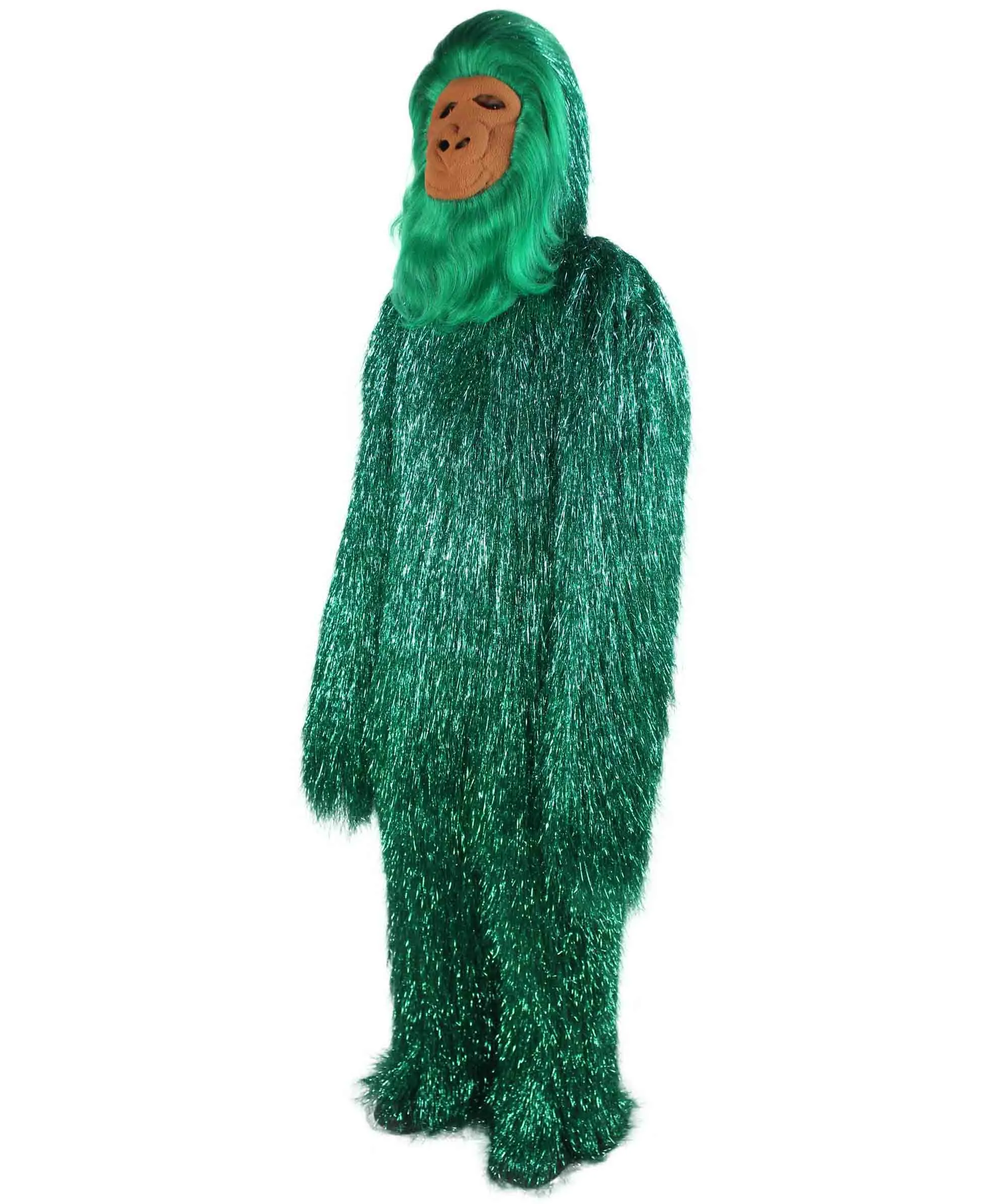 HPO Hairy Unisex Ape Mask and Bodysuit Costume Tinsel | Multiple Colors