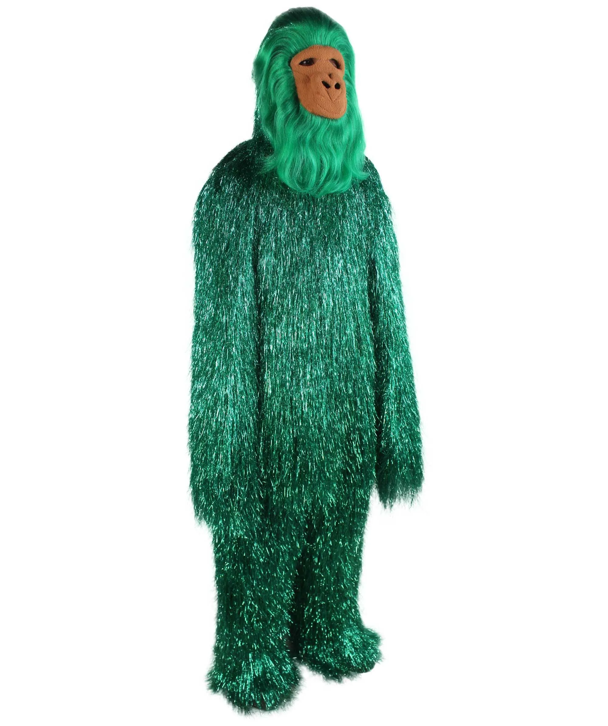 HPO Hairy Unisex Ape Mask and Bodysuit Costume Tinsel | Multiple Colors