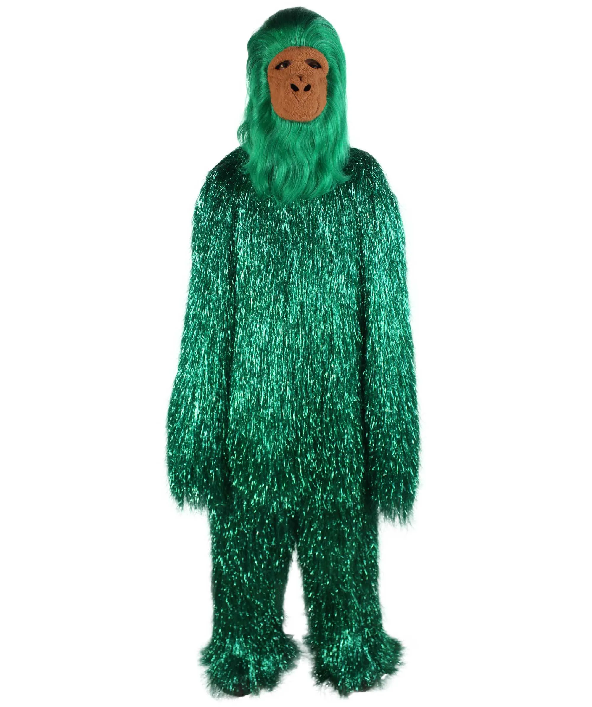 HPO Hairy Unisex Ape Mask and Bodysuit Costume Tinsel | Multiple Colors