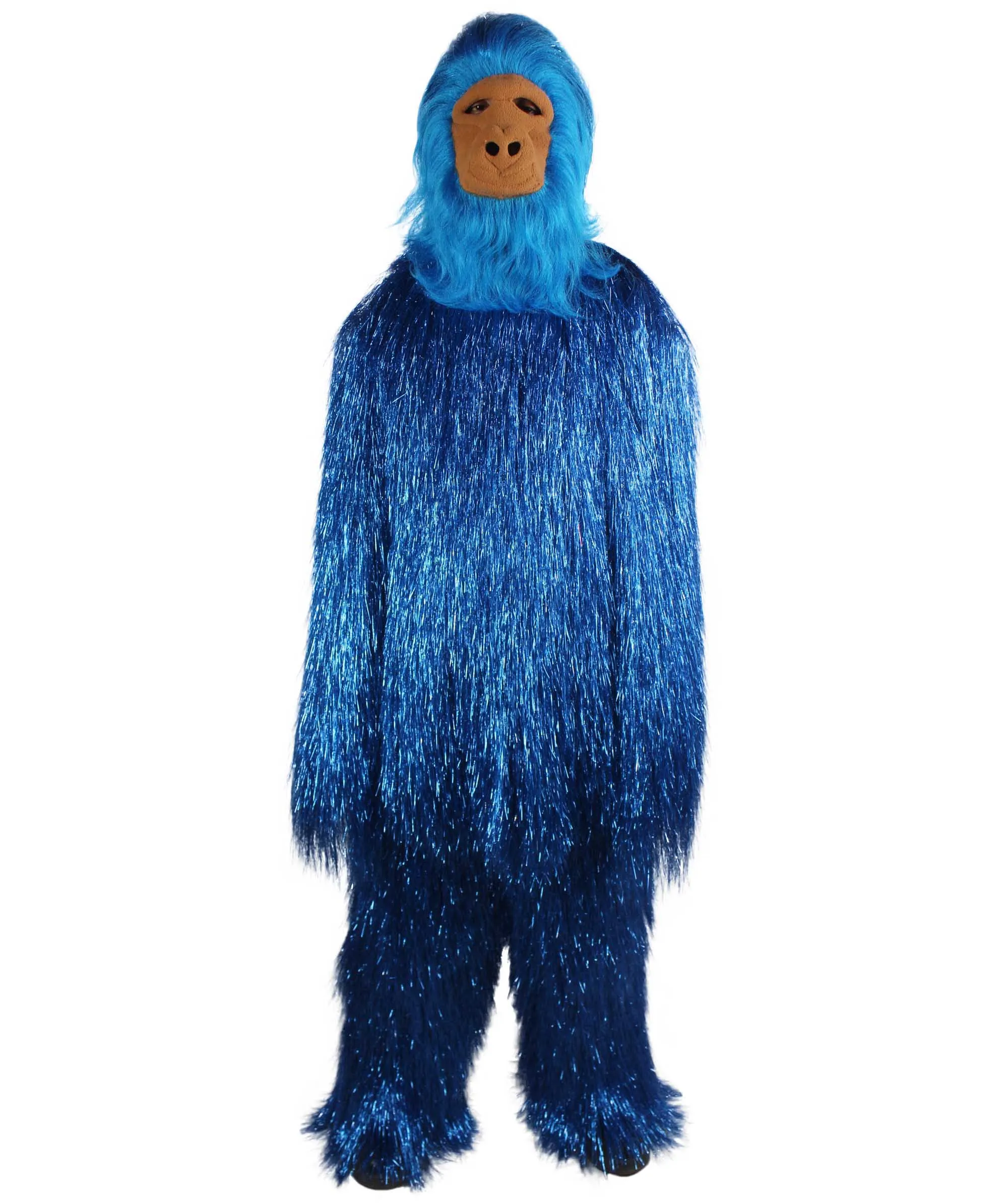 HPO Hairy Unisex Ape Mask and Bodysuit Costume Tinsel | Multiple Colors