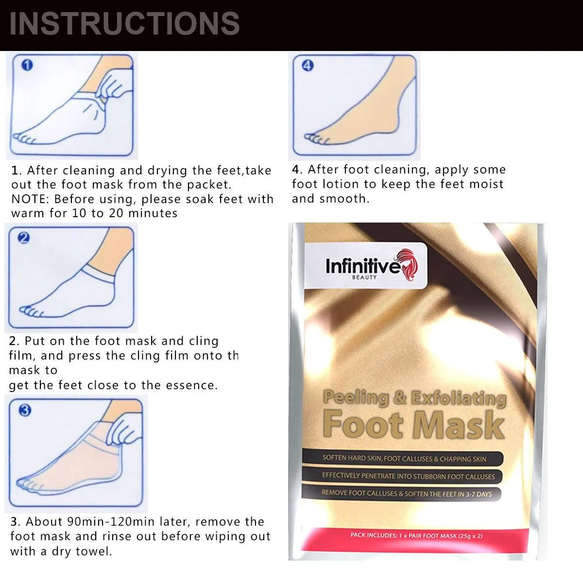 Infinitive Beauty Peeling and Exfoliating Foot Masks