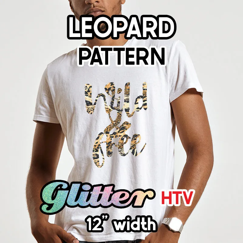 Leopard Glitter Patterned HTV (12" x 12")