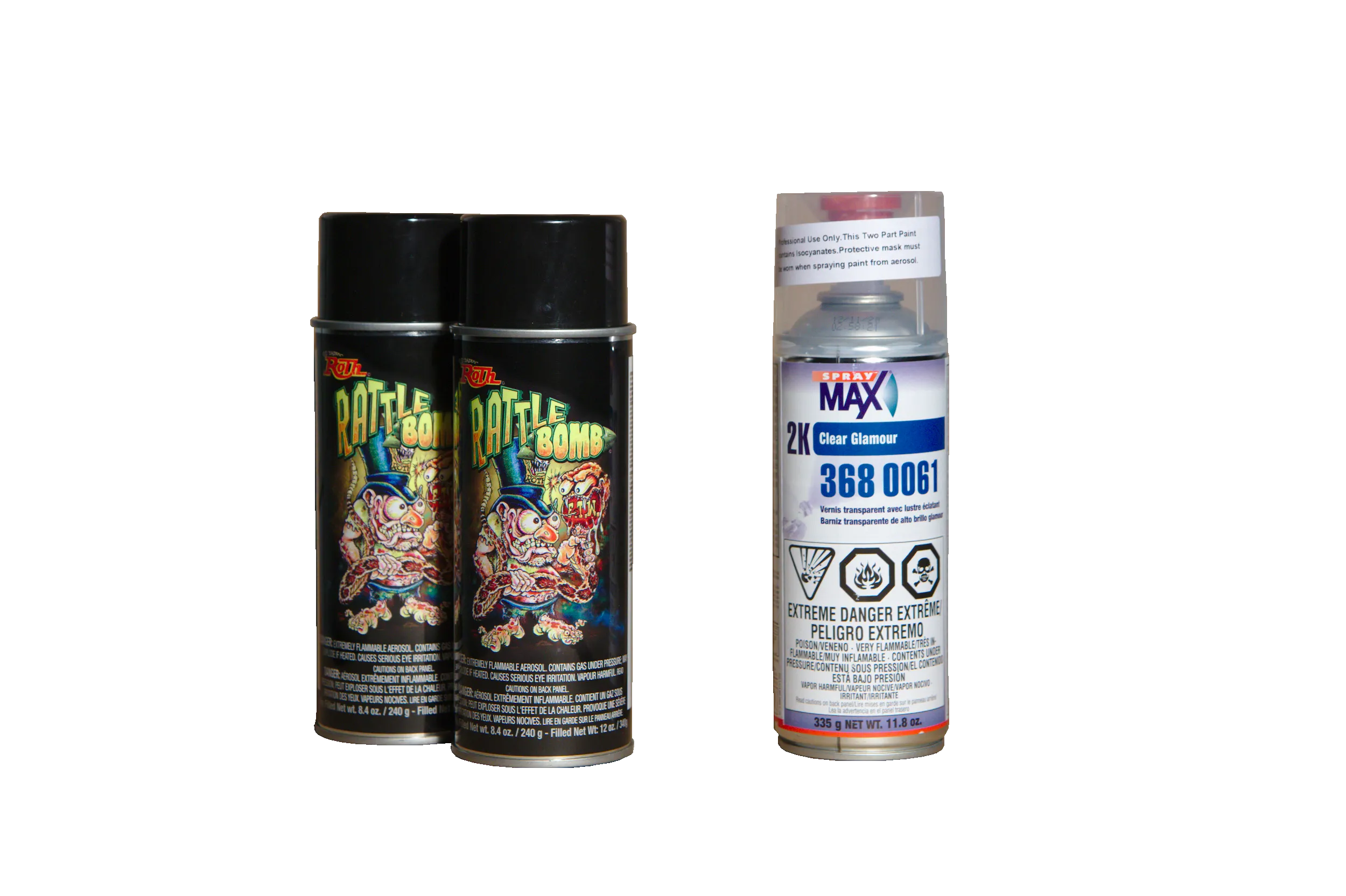 Lil' Daddy Roth Rattle Bomb Nightshade Aerosol Base and Clear Kit