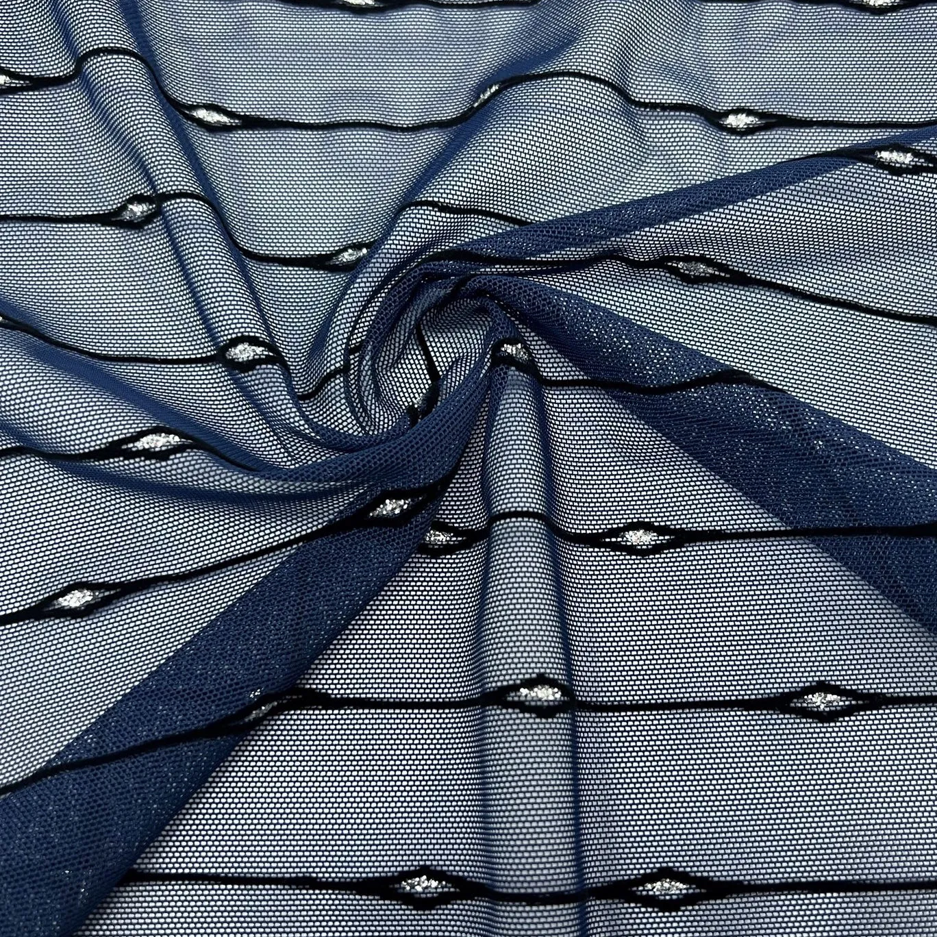 Linear Flocked Stretch Mesh| Blue Moon Fabrics