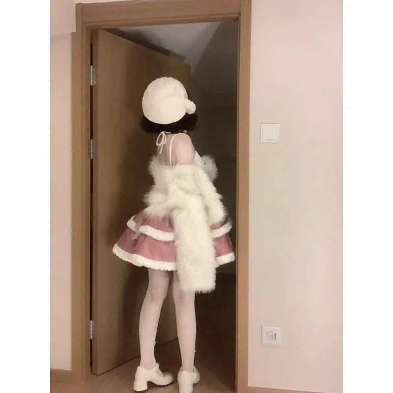 Lolita girl cosplay pink dress suit