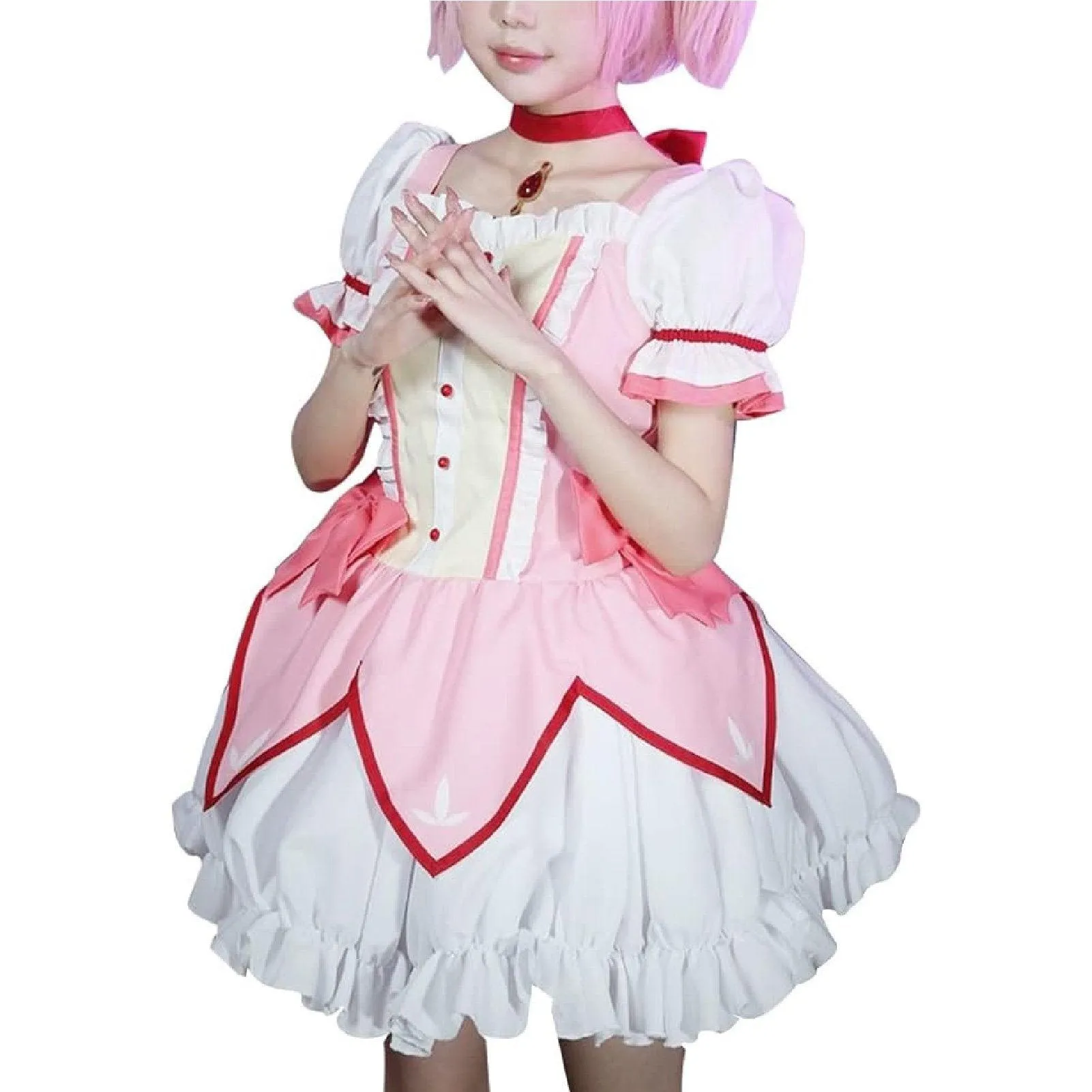 Madoka Magica Kaname Cosplay Costume Pink Dress